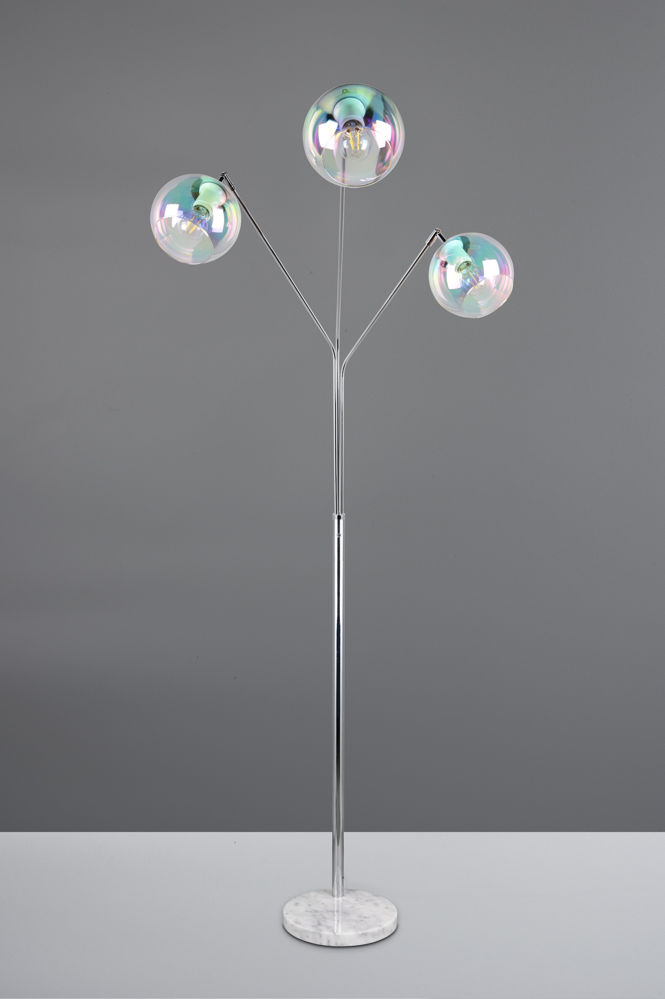 TRIO Leuchten Stehlampe »PAXTON, dreiflammige Stehleuchte, Glas Lampenschirme, Arme verstellbar« E27 1 Stk. warmweiß - kaltweiß exkl. 3x E27 max 10W, Höhe 200cm Breite 67cm, Kippschalter, 2m Kabel
