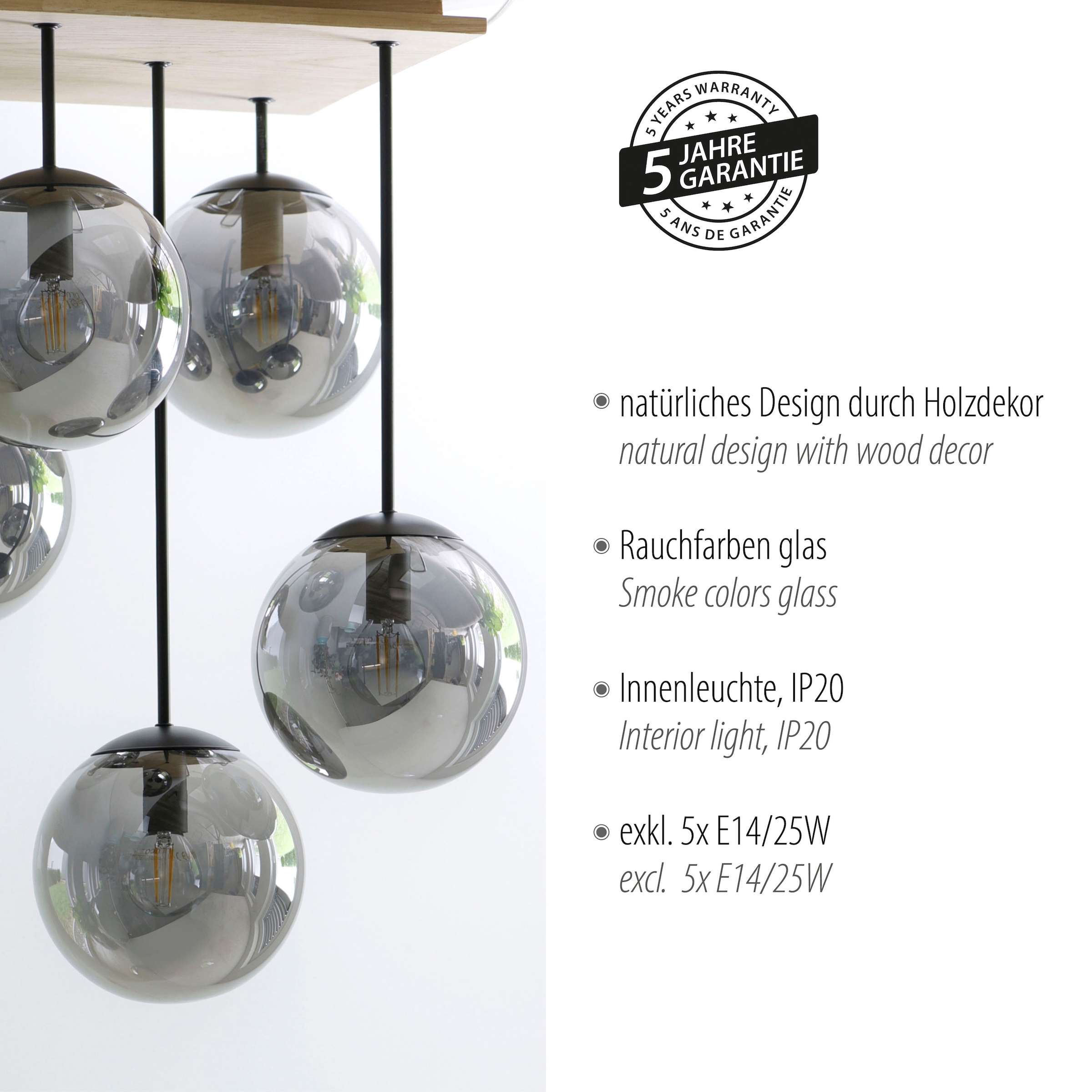 JUST LIGHT Deckenleuchte »GREEN WIDO« E14 1 Stk.