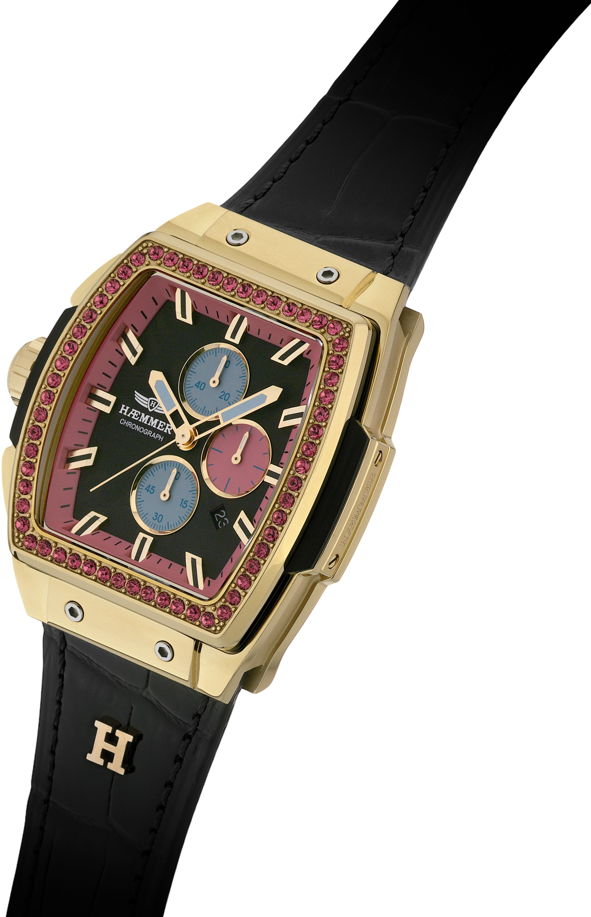 HAEMMER GERMANY Chronograph »TONNEAU«, Quarzuhr, Armbanduhr, Damenuhr, Lederarmband, verschraubte Krone, Tag