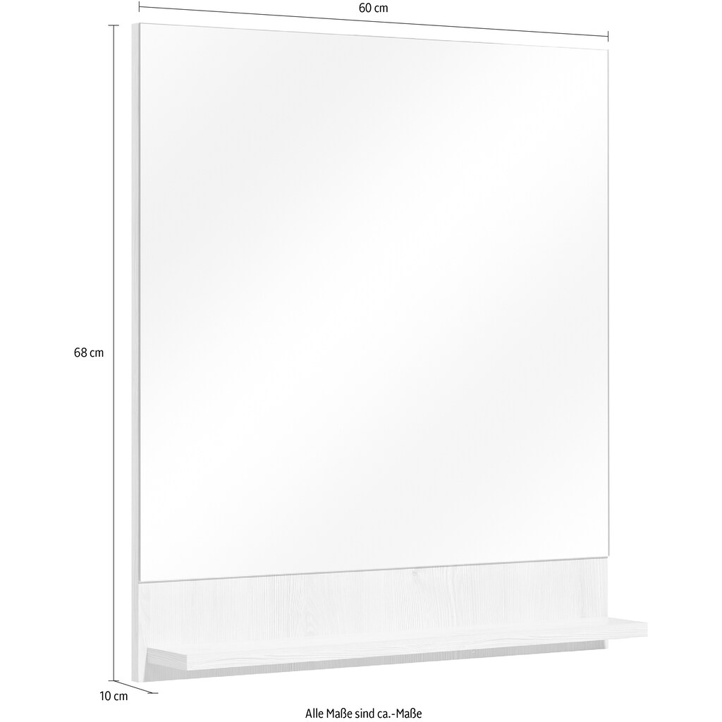 Saphir Wandspiegel »Quickset 350 Flächenspiegel mit Ablage, 60 cm breit, 68 cm hoch«, Pinie Ida hell Nachbildung, Badezimmer-Wandspiegel