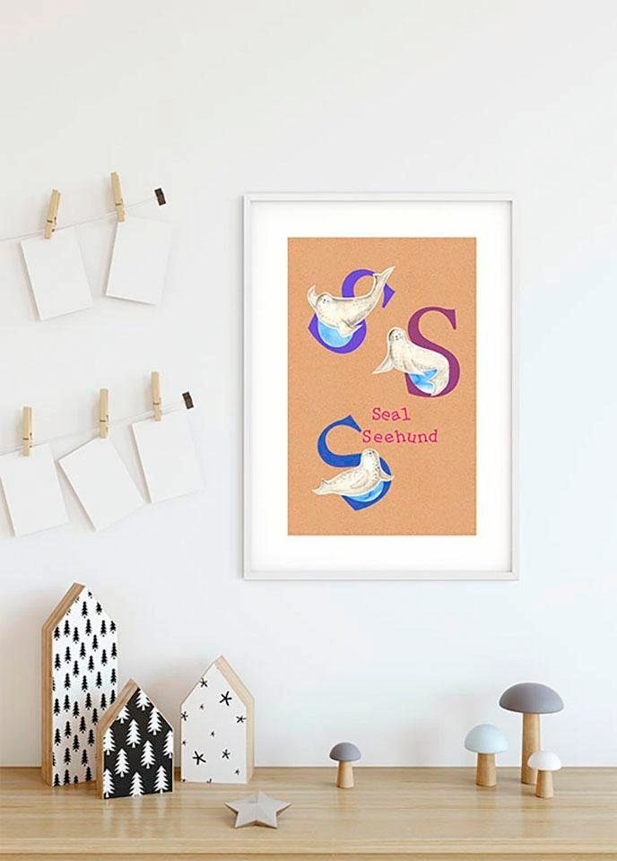 Komar Bild »ABC Animal S«, Buchstaben, (1 St.), Wandbild zur Dekoration - ohne Rahmen