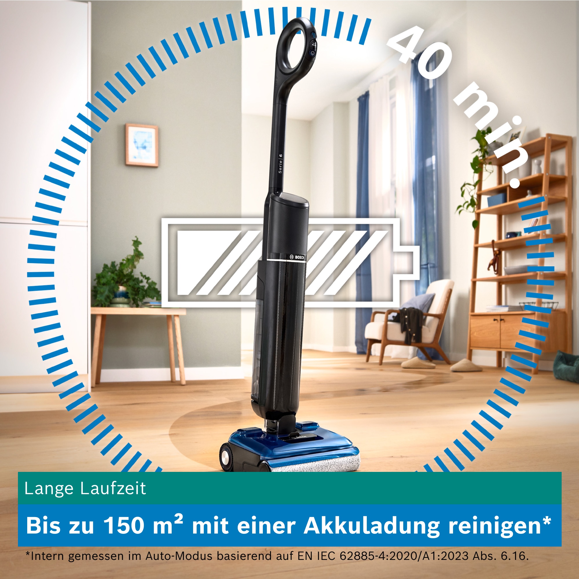 BOSCH Nass-Trocken-Sauger »OneFlow Serie 6 BHF61BM/BHF61BS, Selbstantrieb, 24kPA, 180°Neigung« Anti-Haarverwicklung, LED-Licht, Selbstreinigung, 40 min Akku / 150m²