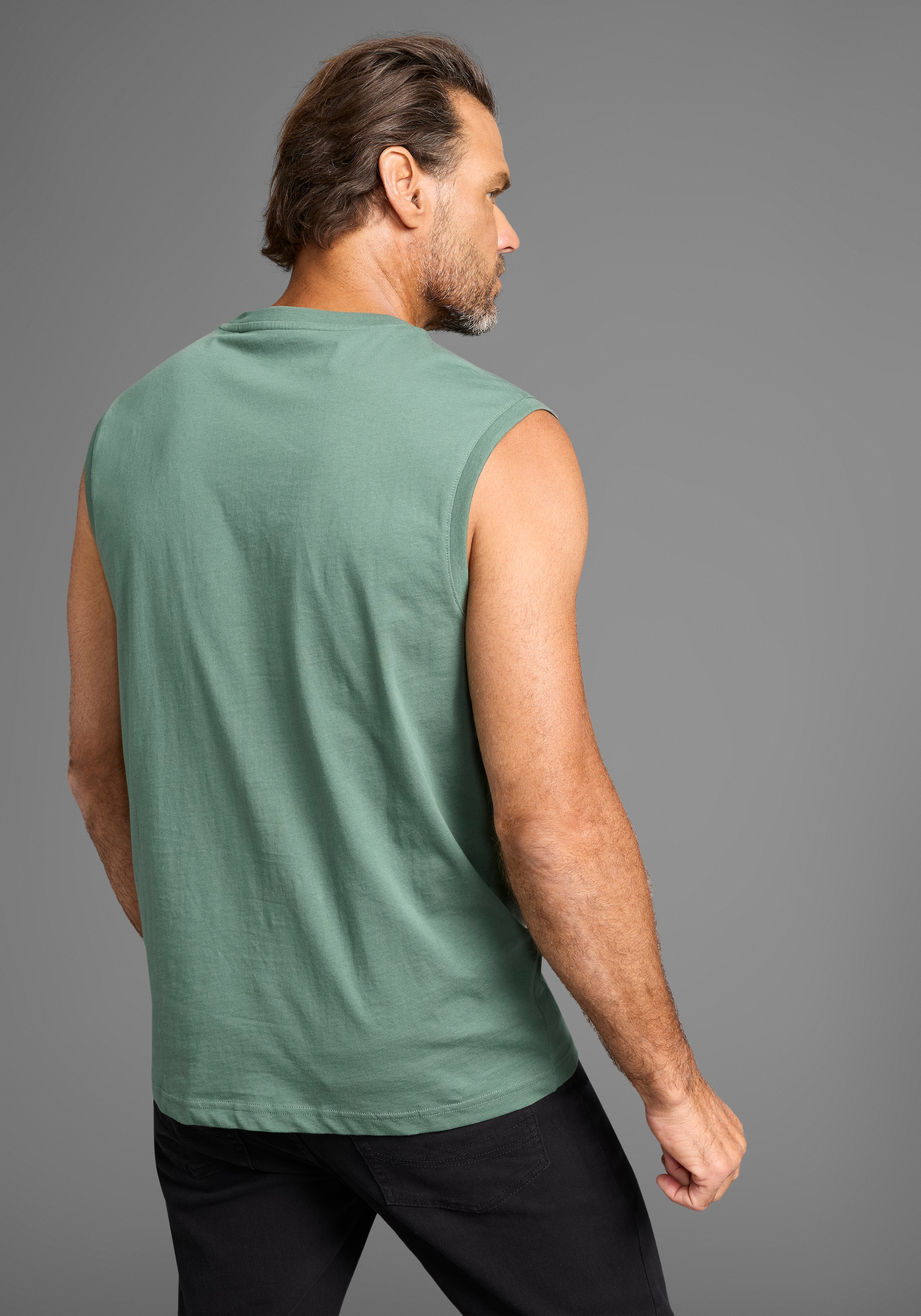 Man's World Muscleshirt, (2er-Pack), ärmellos, bedruckt, Rundhalsausschnitt, aus 100% Baumwolle