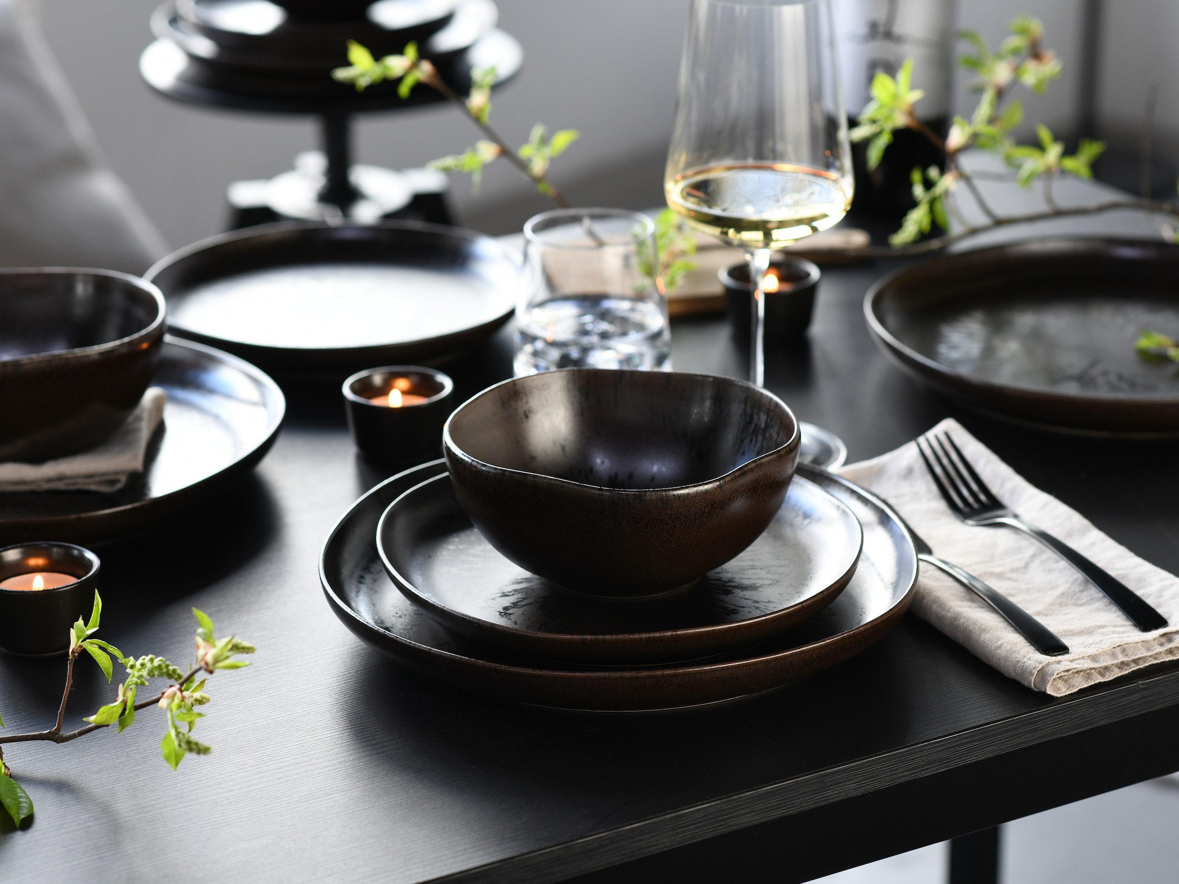 CreaTable Teller-Set »Natura Organic Rusty, Teller Set 12-tlg« Seidenmatte Effektglasur