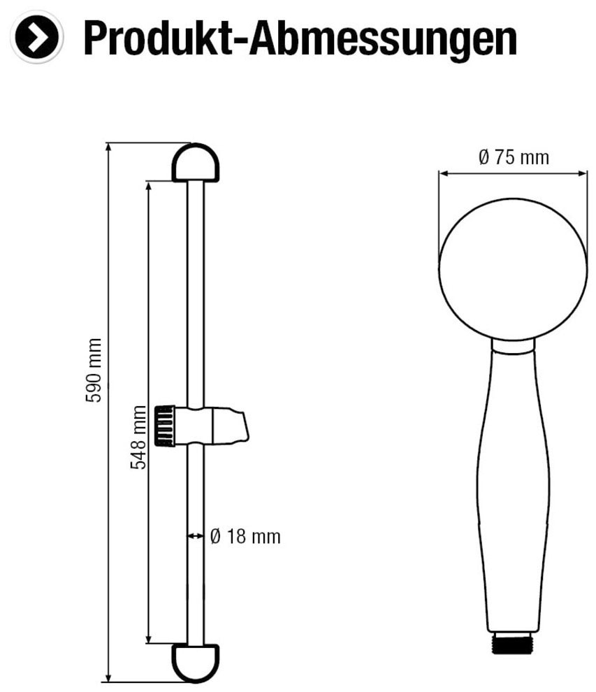 CORNAT Duschsystem »Handbrause 75 mm - 8 Strahlarten: Normal-, ECO-, Soft & Massage« Komplett-Set, 