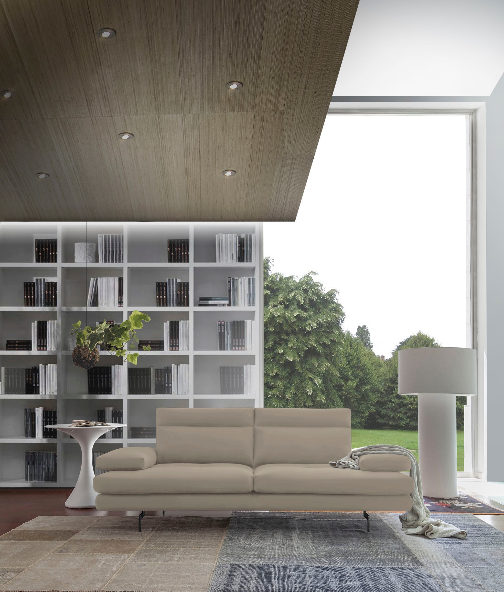 CALIA ITALIA 3-Sitzer »Toby Wing, Designsofa, hochwertige Verarbeitungsdetails, bequem«, inkl. Sitztiefenverstellung und Armteilfunktion, Füße in Schwarz matt