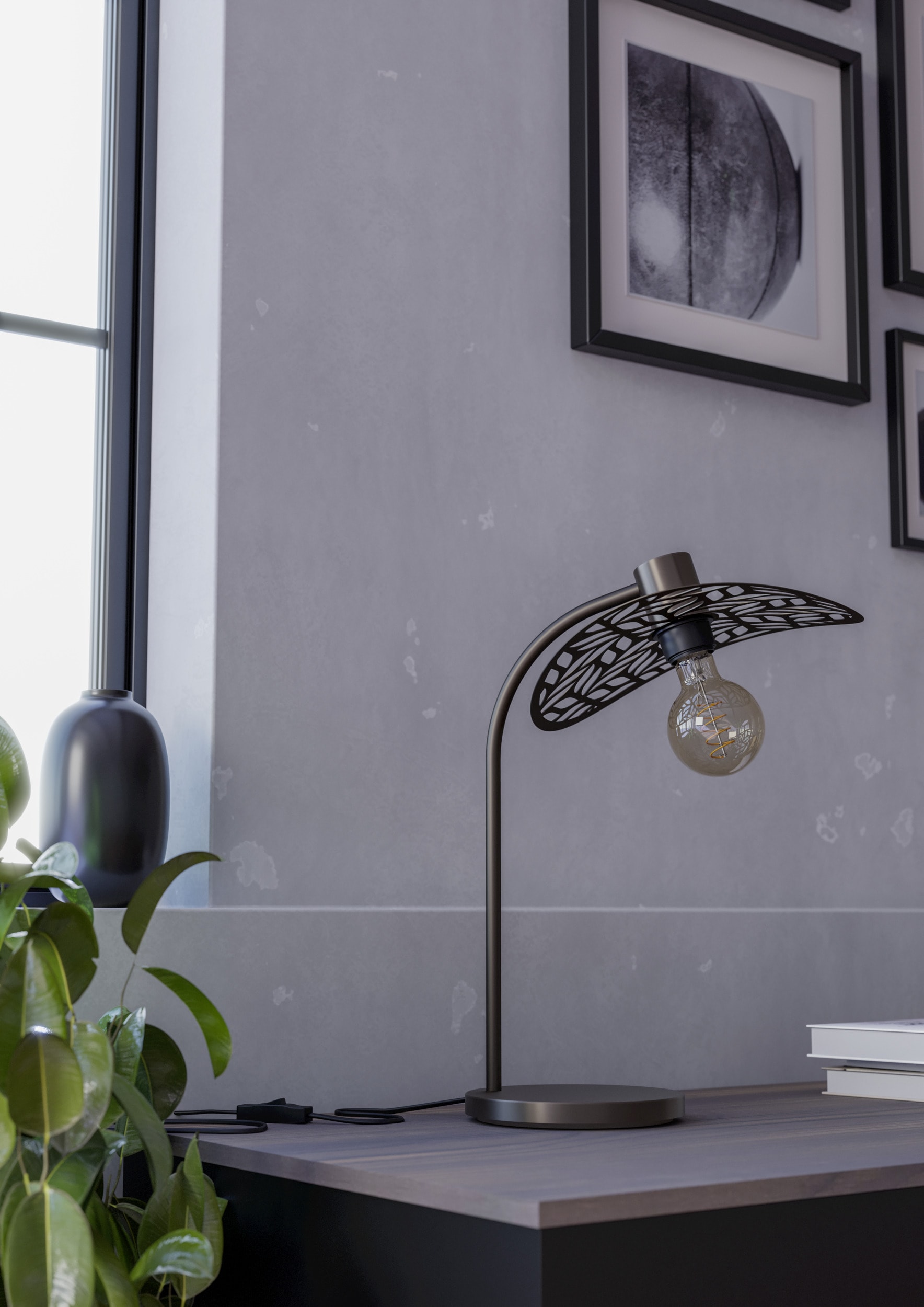 EGLO Tischleuchte »SWABY Tischlampe - Stahl - E27 - 1X60W - IP20« E27 1 Stk. L33,5 x B30 x H46,5 cm, Nachttischlampe, Leselampe, Nachttischleuchte