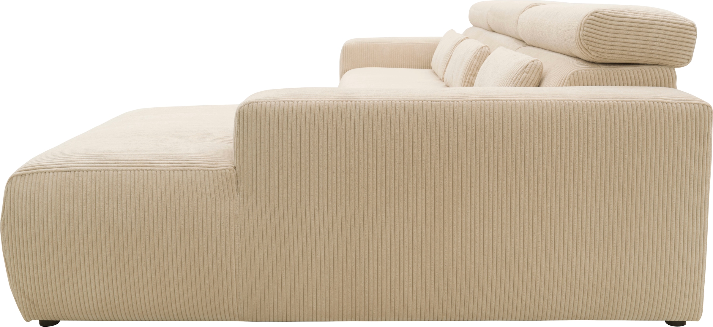DOMO collection Ecksofa »Brandon B/T: 289/177 cm, belastbar bis 140kg/ Sitz, L-Form«, ohne Sitztiefenverstellung, Cord, creme