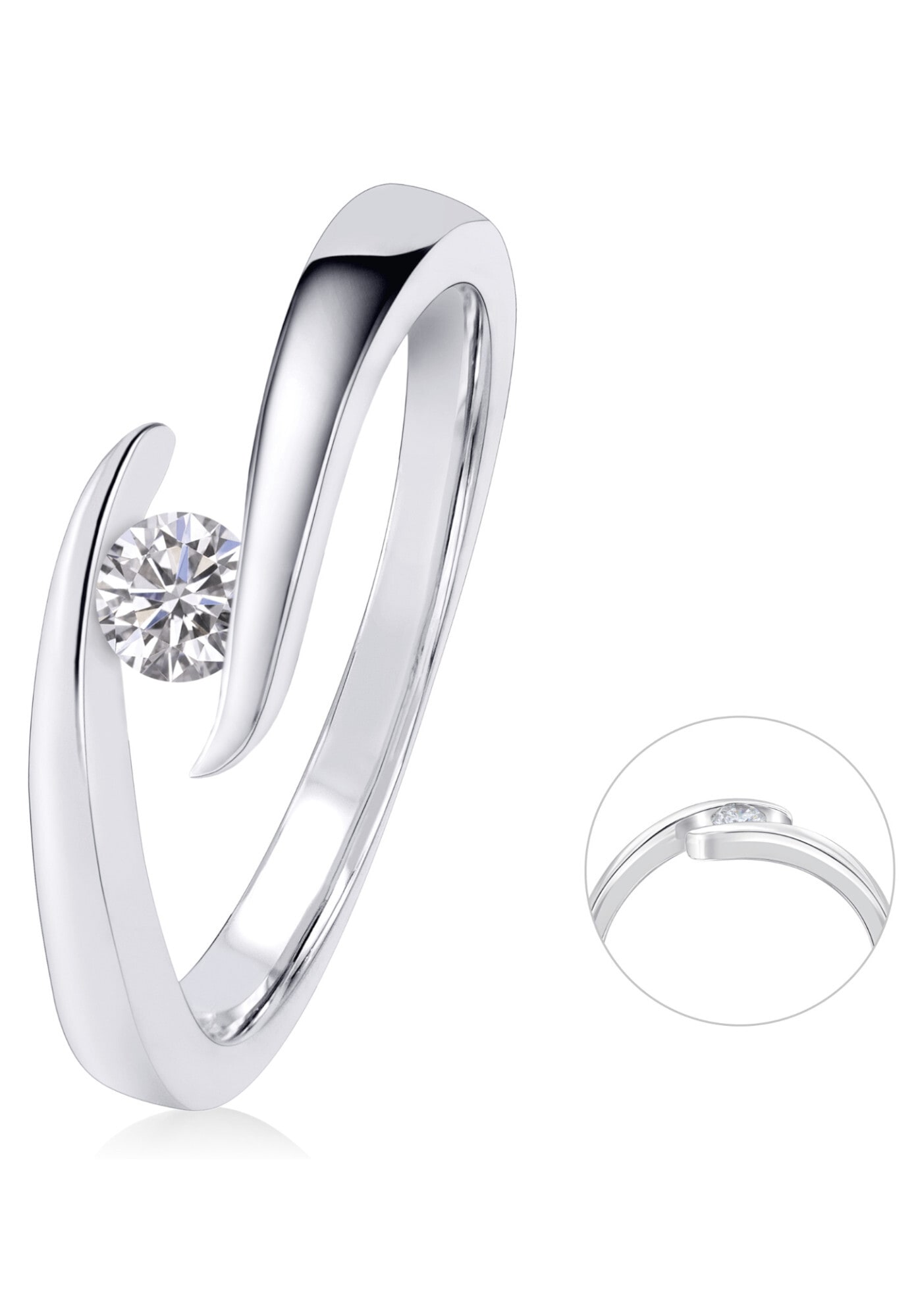 ONE ELEMENT Diamantring »0,15 ct Diamant Brillant Spannfassung Ring aus 585 Weißgold«