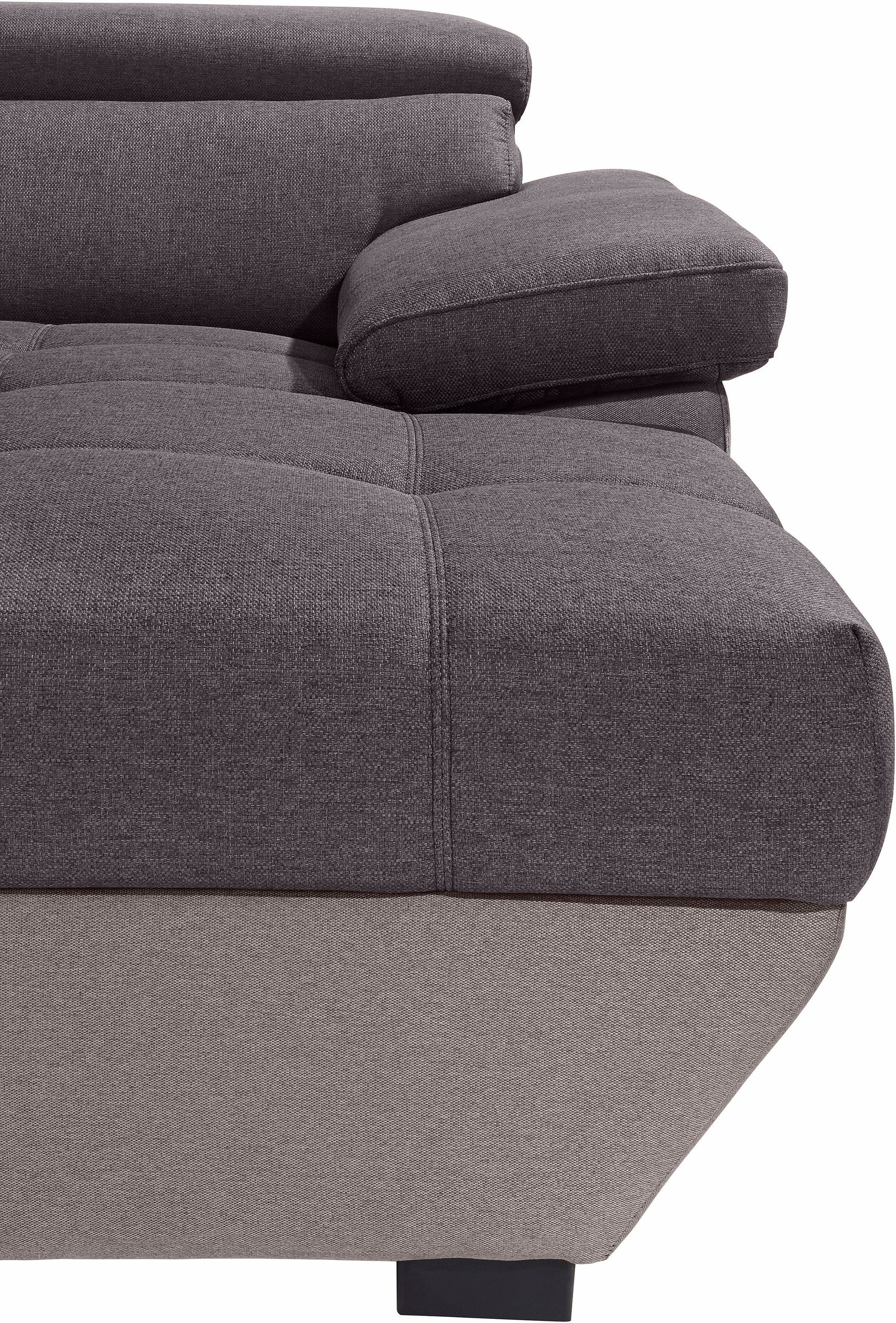 COTTA Polstergarnitur »Speedway U-Form«, (Set), Set bestehend aus: Wohnlandschaft mit Kopfteilverstellung & Hocker