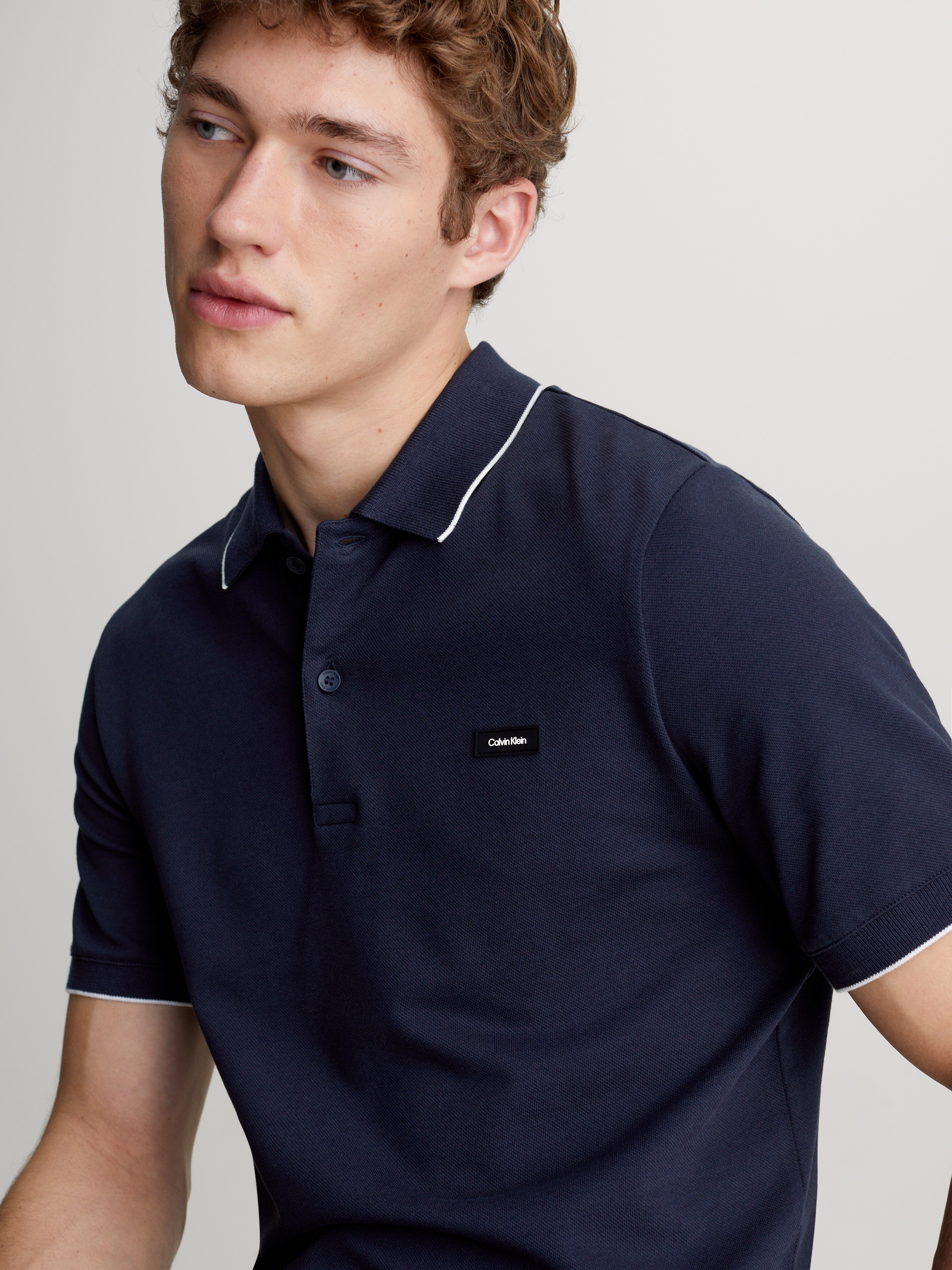 Calvin Klein Poloshirt »STRETCH PIQUE TIPPING POLO«, mit Streifendetail am Kragen