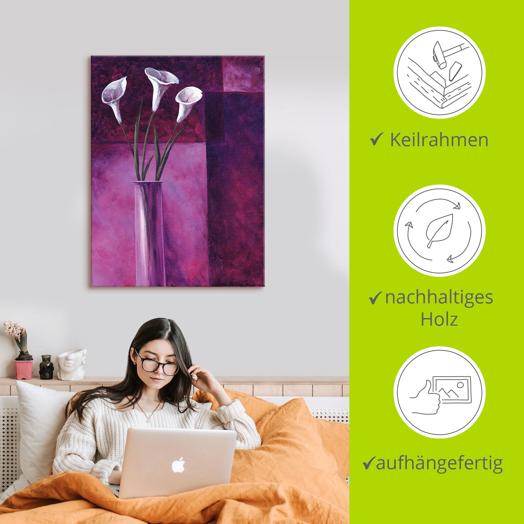 Artland Wandbild »Callas Lila« 1 Stk. tlg. als Alubild, Outdoorbild, Leinwandbild in verschied. Größen