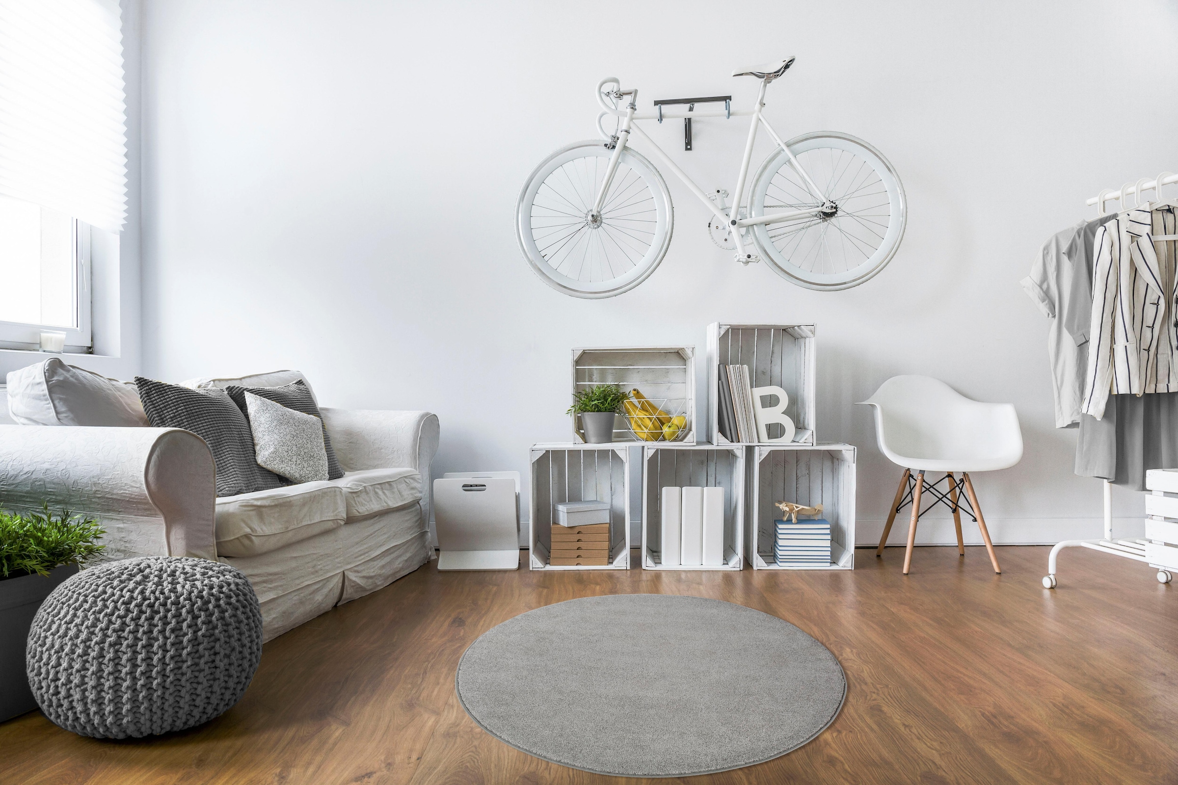 Andiamo Teppich »Jerez«, rund, 8 mm Höhe, Kurzflor, gewebt, Uni-Farben, Wohnzimmer & Schlafzimmer