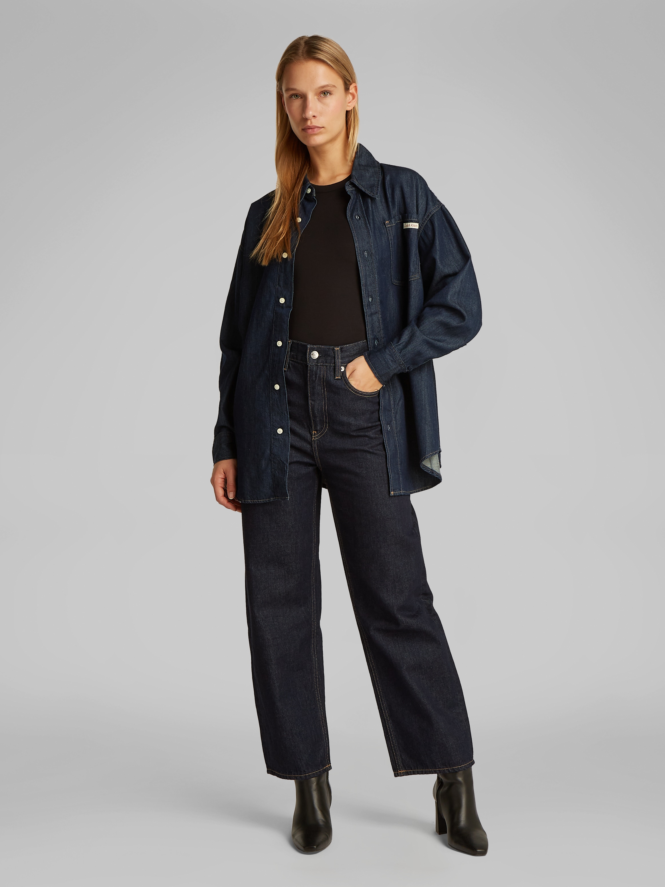 Calvin Klein Jeans Jeansbluse »OVERSIZED LS DENIM SHIRT«, mit Logostickerei