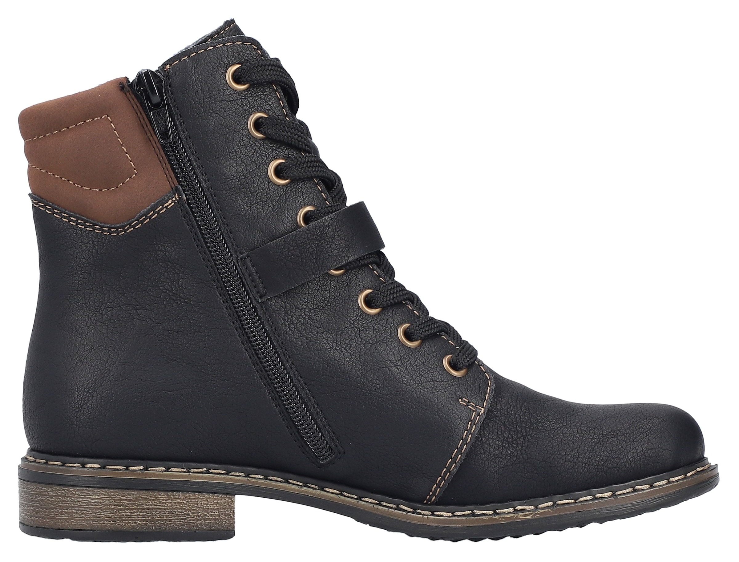 Rieker Schnürstiefelette  Schnürboots, Stiefelette, Blockabsatz, mit gepolstertem Schaftrand