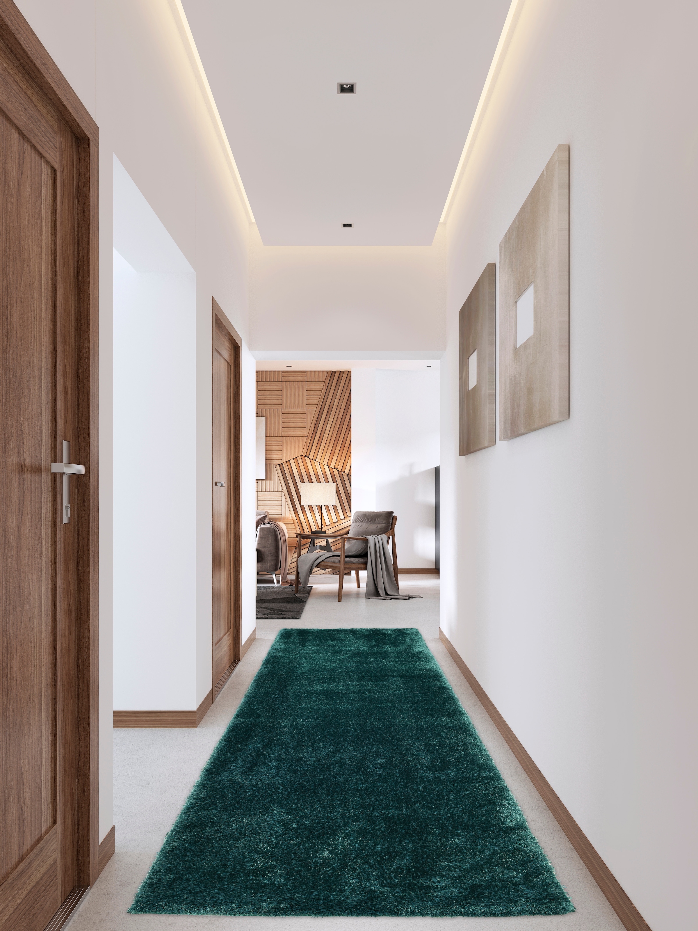 my home Hochflor-Läufer »Malin«, rechteckig, 43 mm Höhe, Uni-Farben, leicht glänzend, besonders flauschig durch Mikrofaser