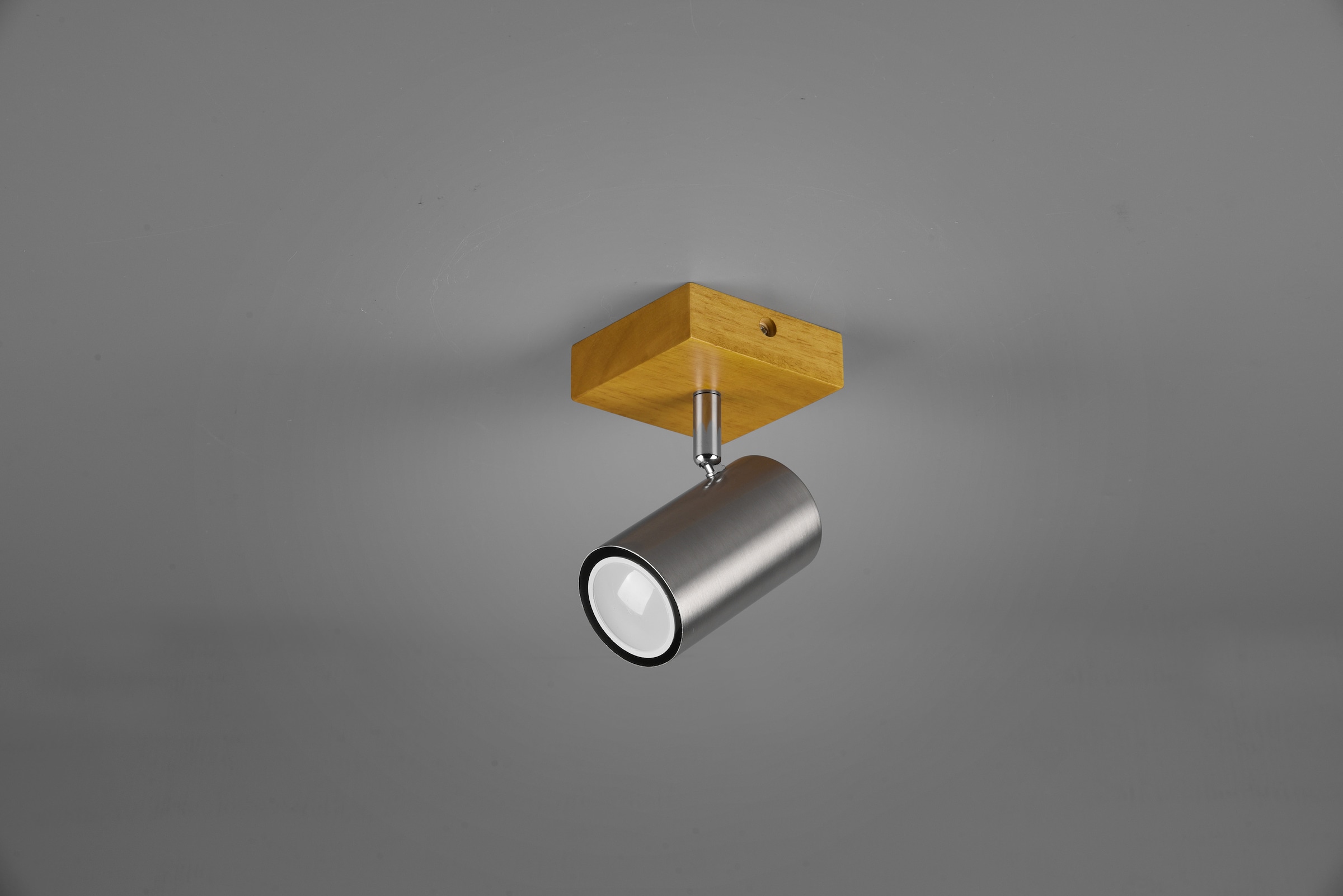TRIO Leuchten Deckenspot »Marley«, 1 flammig, Leuchtmittel GU10 | ohne Leuchtmittel, Wand-und Deckenmontage per Stecker o. Fest-Anschluss, Holz Baldachin
