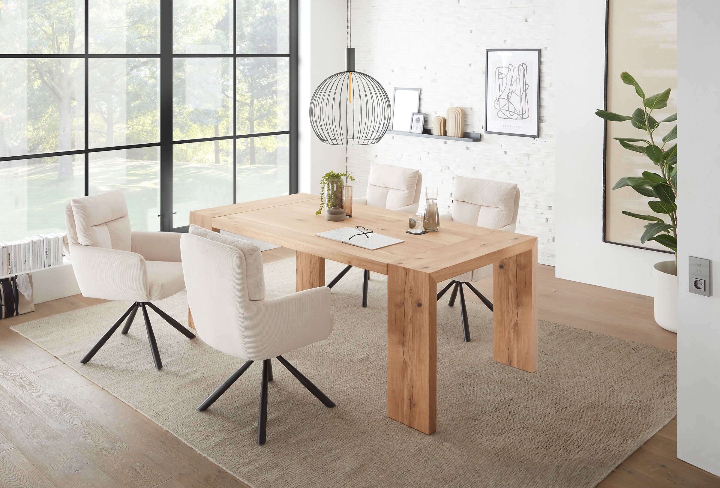 Stolkom Esstisch »Anno Esszimmertisch Eiche Massivholz geölt, FSC, BxHxT 200x76x100 cm«, Eiche Massivholz geölt, FSC®-Zertifiziert, Flächenbelastung bis 90 kg