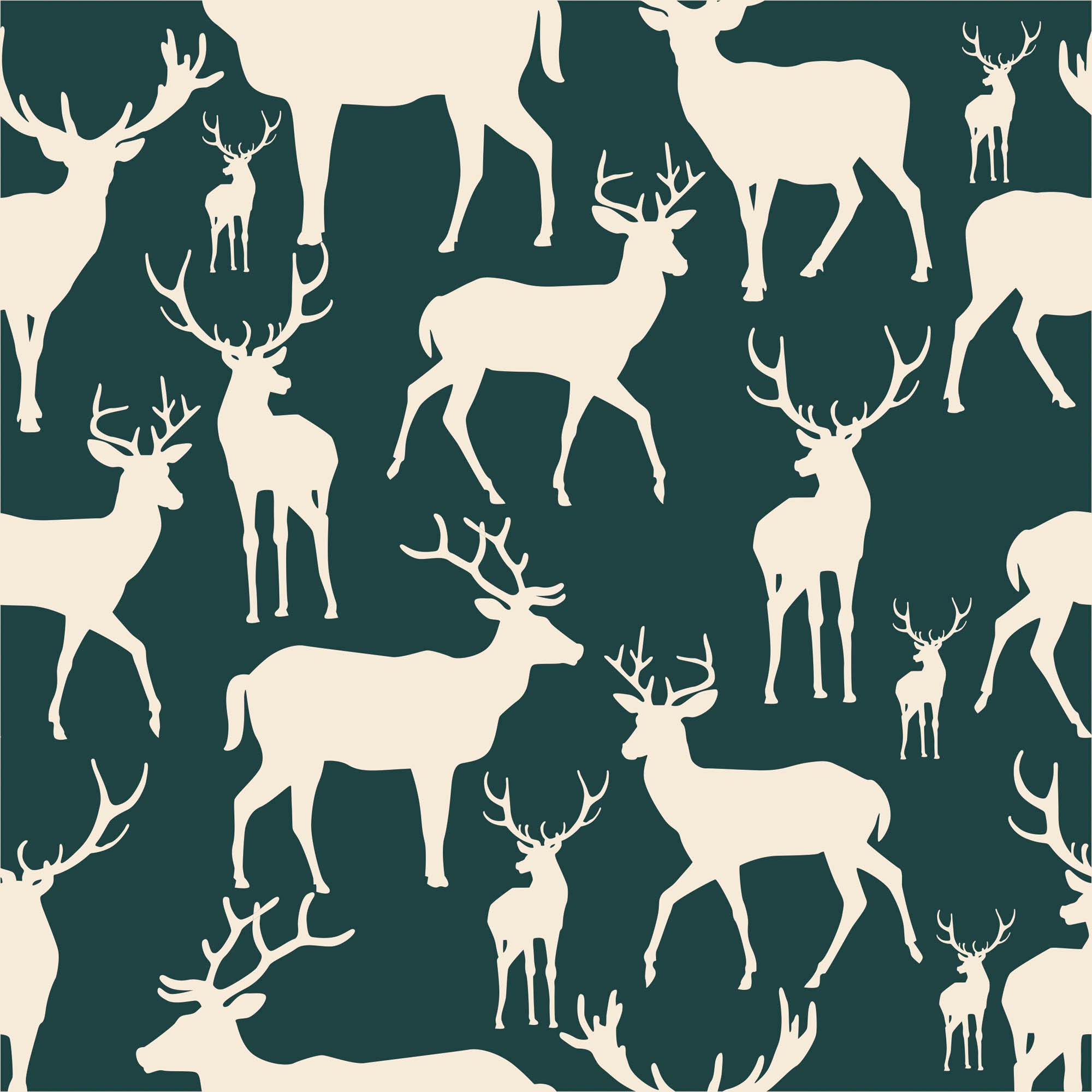 queence Dekokissen »Ross«, Kissenhülle,Hirsche,Grün,Beige,Natur,Wald,Tiere,Minimalistisch