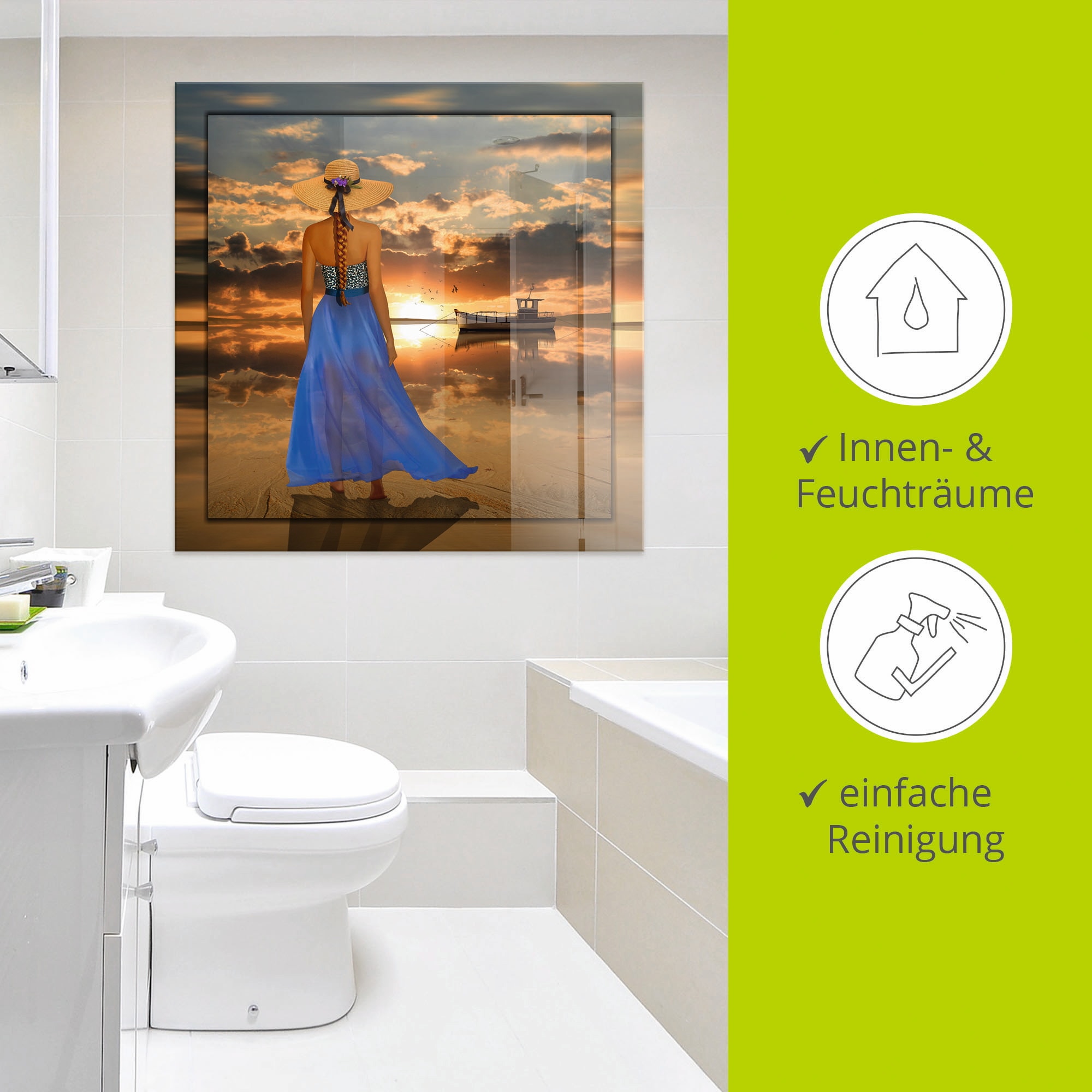 Artland Glasbild »Sommergefühle«, Frau, (1 St.), in verschiedenen Größen