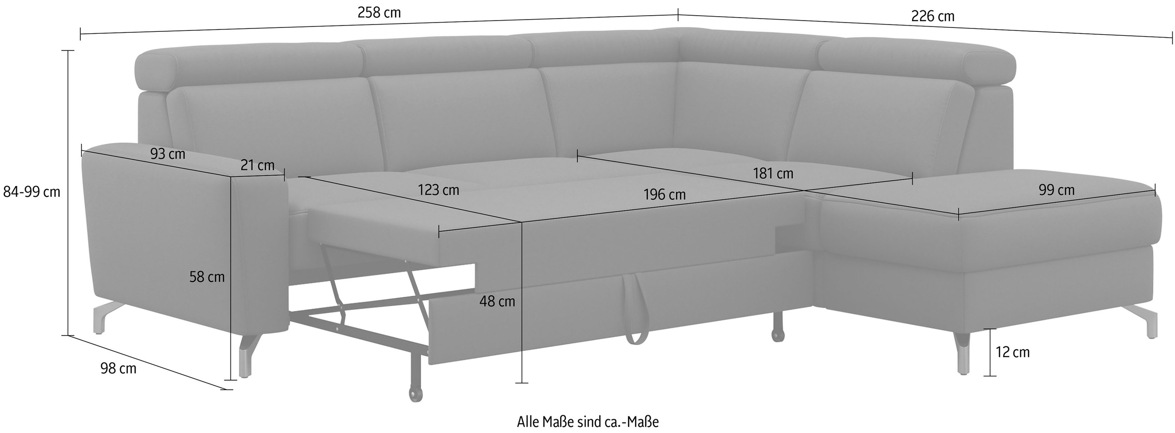 sit&more Ecksofa »Scarlett L-Form«, inklusive Kopfteilverstellung, wahlweise mit Bettfunktion, Bettkasten