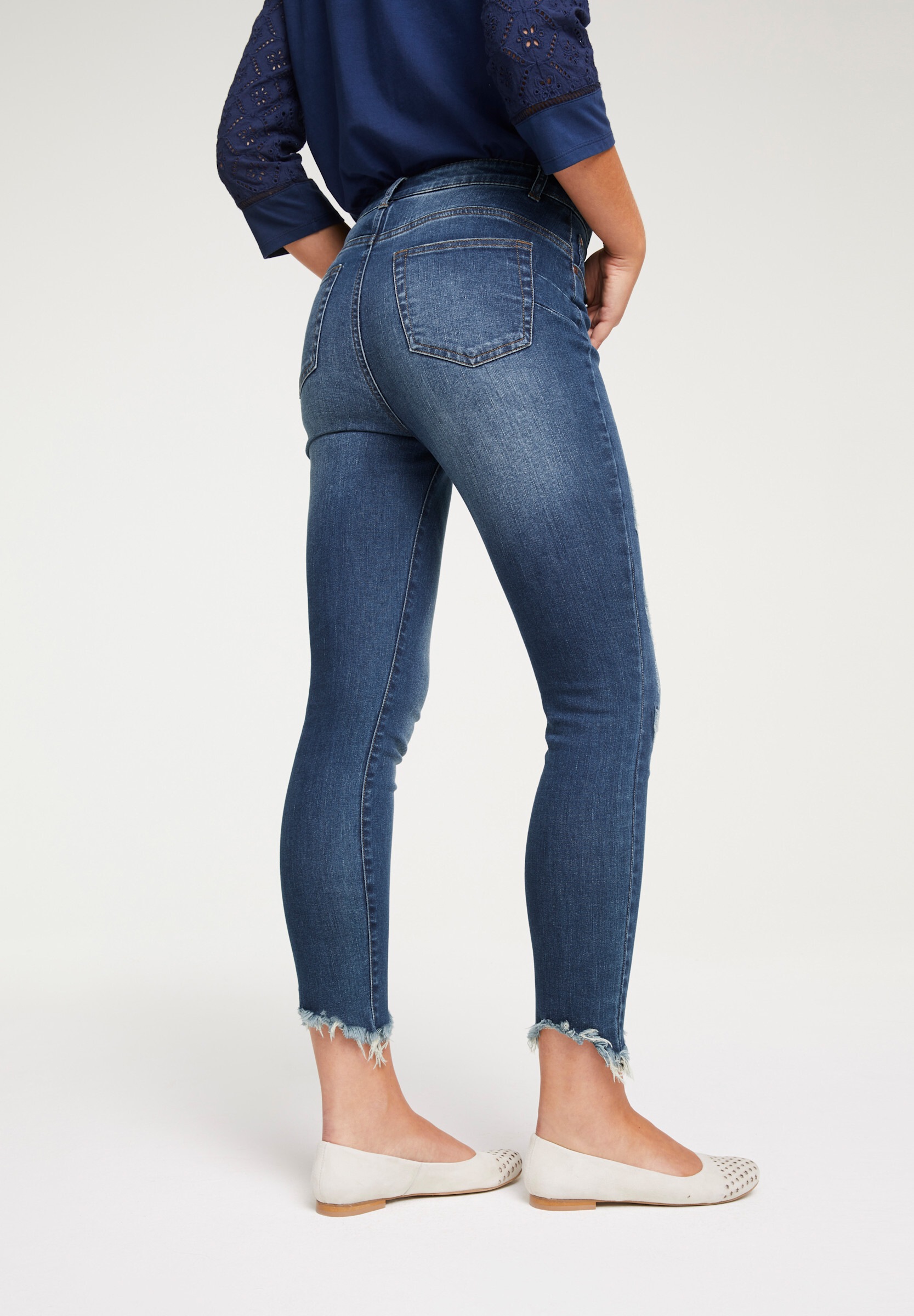 heine Skinny-fit-Jeans »Bauchweg-Jeans Skinny Jeans mit Destroyed-Effekt«