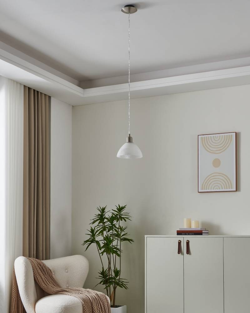 EGLO Pendelleuchte »BRENDA« E27 1 Stk. Hängelampe, Esszimmerlampe, Glas in alabaster weiß, klassischer Look