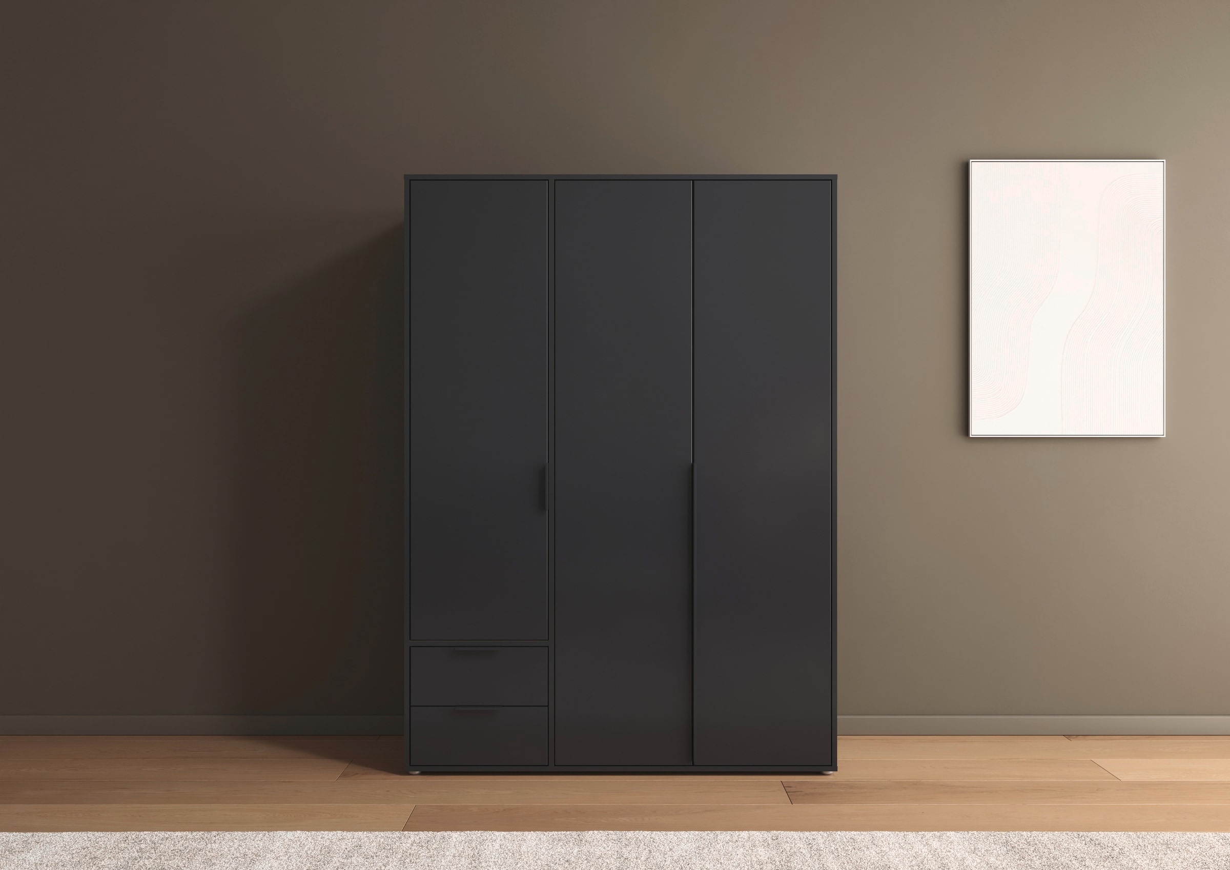 rauch Drehtürenschrank »Kleiderschrank Schrank Garderobe Wäscheschrank NAGATA viel Stauraum« in 3 verschiedenen Ausstattungen BASIC/CLASSIC/PREMIUM,  mit Schubladen sowie Stangengriffen TOPSELLER MADE IN GERMANY