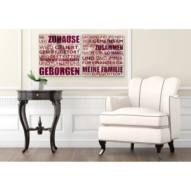 Wall-Art Mehrteilige Bilder »Holzbild Set Bei uns zu Hause«, (Set, 2 St.)  bequem kaufen