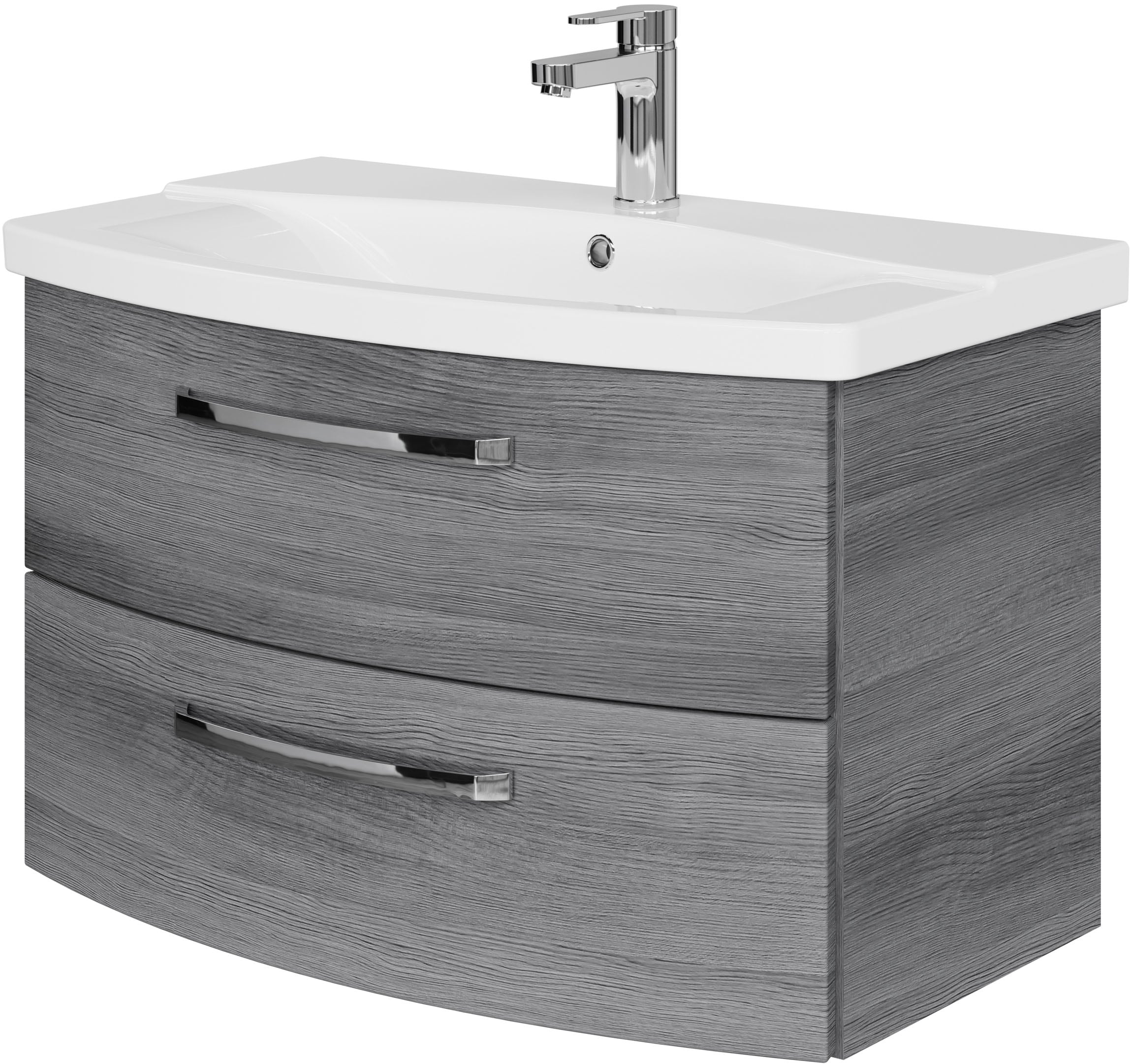 Saphir Waschtisch "Serie 4010 Keramik-Waschtisch mit Unterschrank, 84 cm breit" Waschplatz mit 2 Schubladen, Badmöbel-Set mit Waschtisch