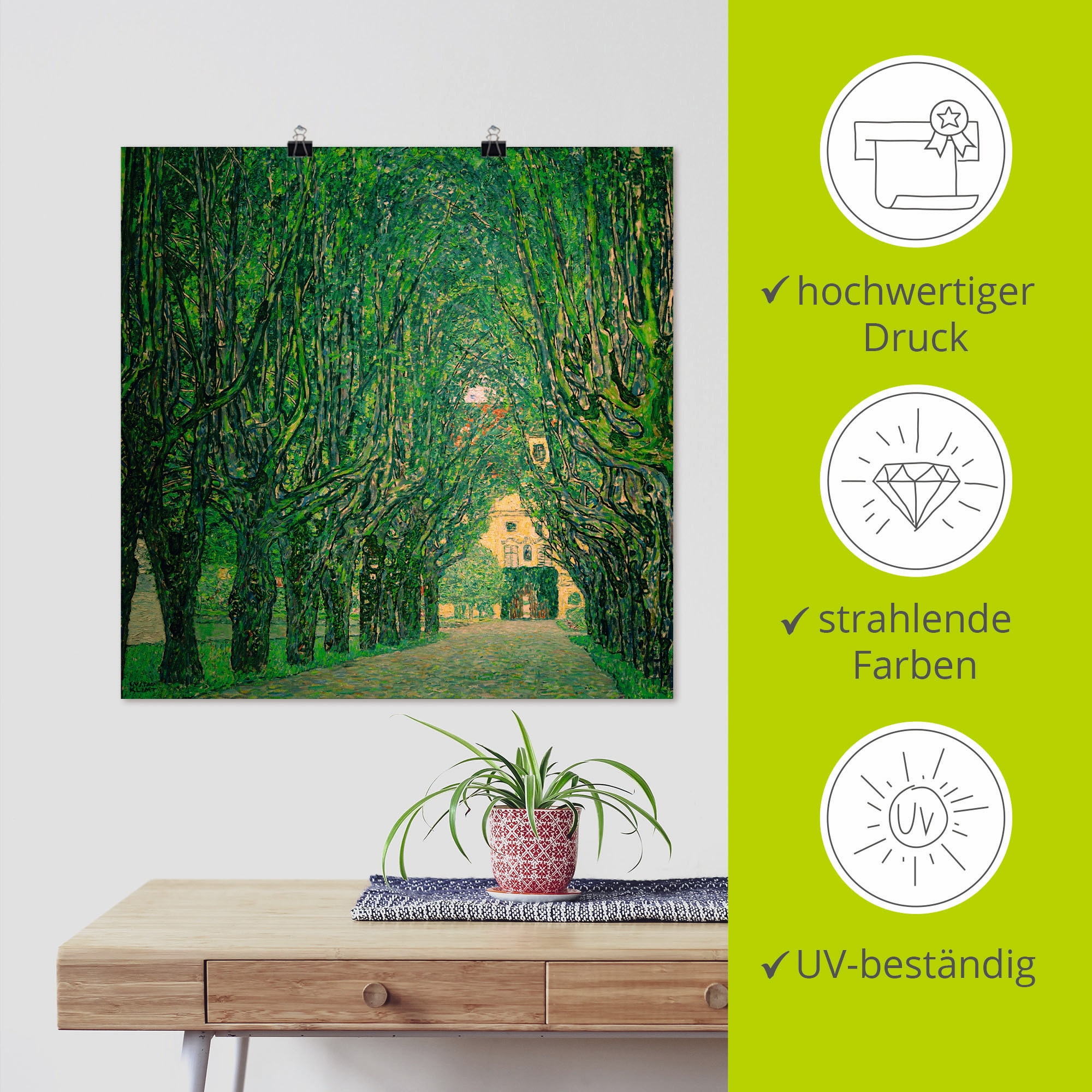 Artland Kunstdruck »Allee im Park von Schloß Kammer«, Wiesen & Bäume, (1 St.), als Leinwandbild, Wandaufkleber oder Poster in versch. Größen