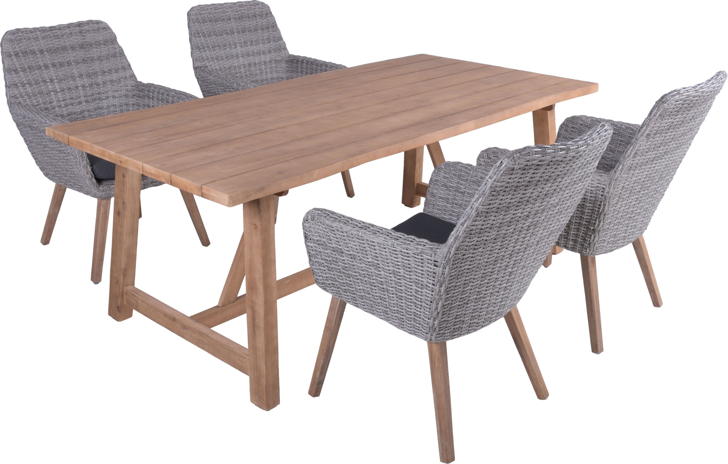 Garden Pleasure Garten-Essgruppe ", Tischgruppe "OAKLAND/RAPALLO Set 01"" Set, 4 Sessel, Tisch LxB: 200x100 cm, inkl Auflagen