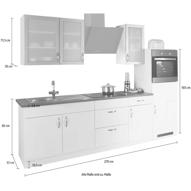 wiho Küchen Küchenzeile »Peru«, mit E-Geräten, Breite 270 cm auf Raten  kaufen