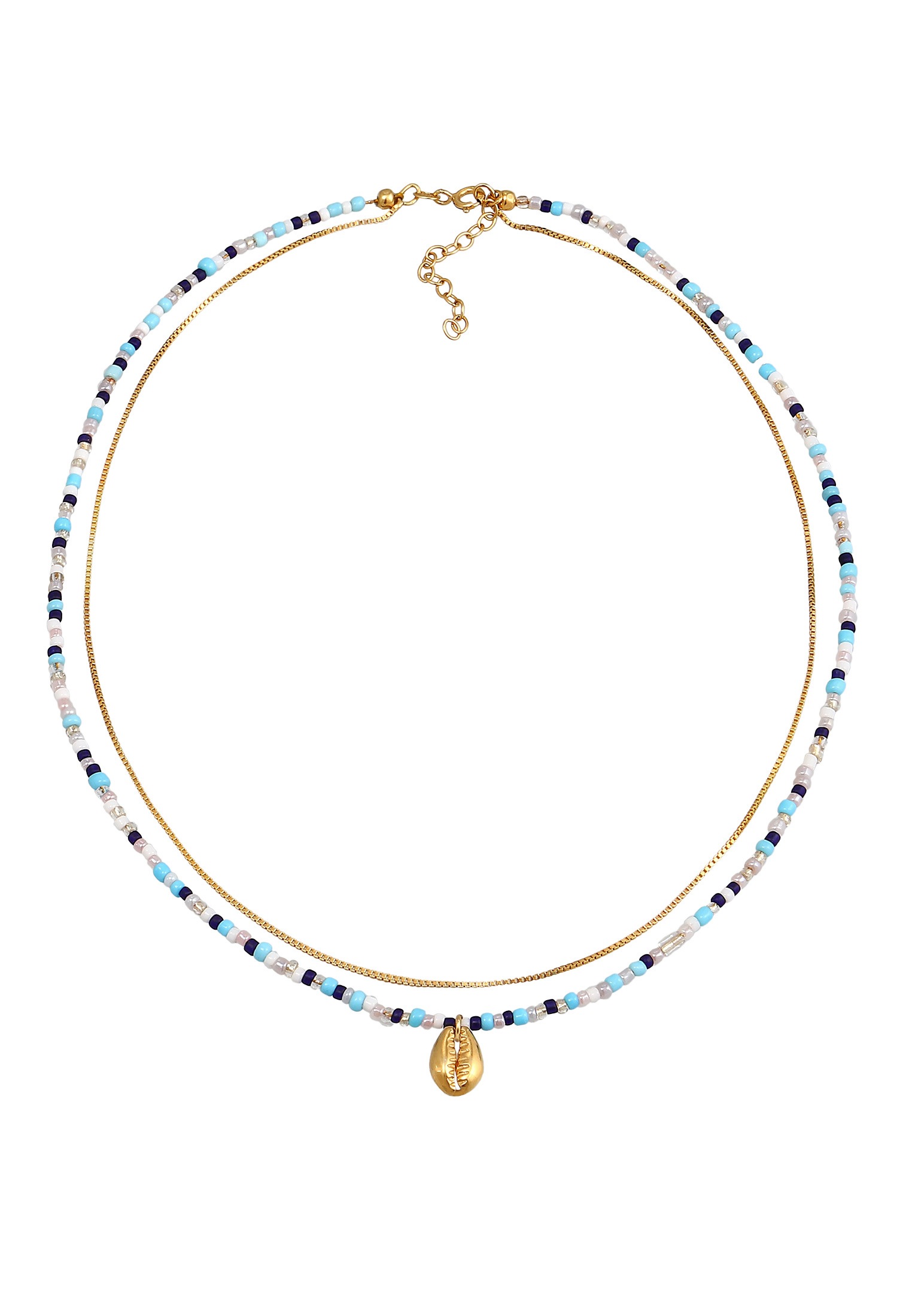 Elli Choker »Halskette Muschel Glas Beads Maritim Bunt 925 Silber«
