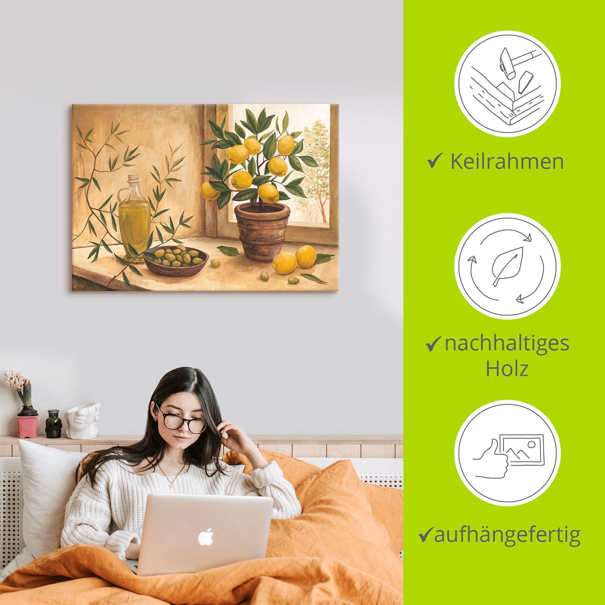Artland Wandbild »Oliven und Zitronen«, Arrangements, (1 St.), als Alubild, Outdoorbild, Leinwandbild, Poster, Wandaufkleber