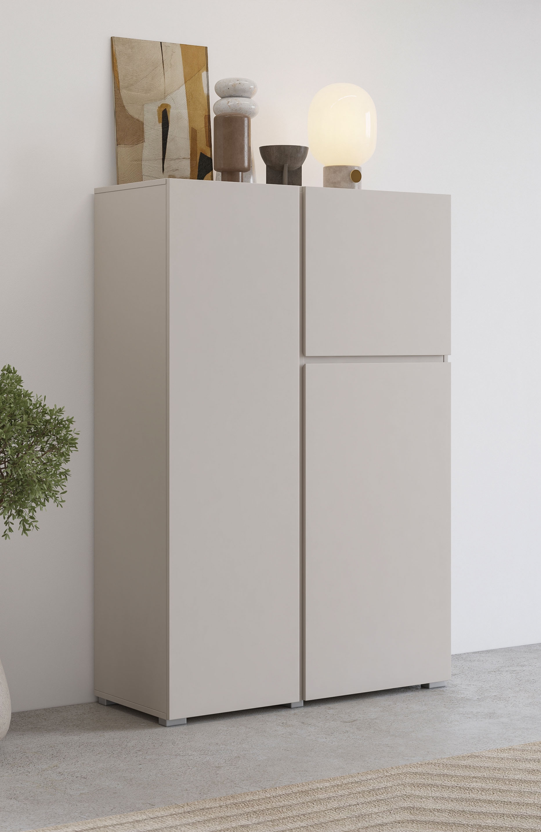 OTTO home Highboard »Metric,Breite 92cm, moderne grifflose Hochkommode 3 Türen,Highboard« Hochschrank mit viel Stauraum, Einlegeböden verstellbar, Türkommode