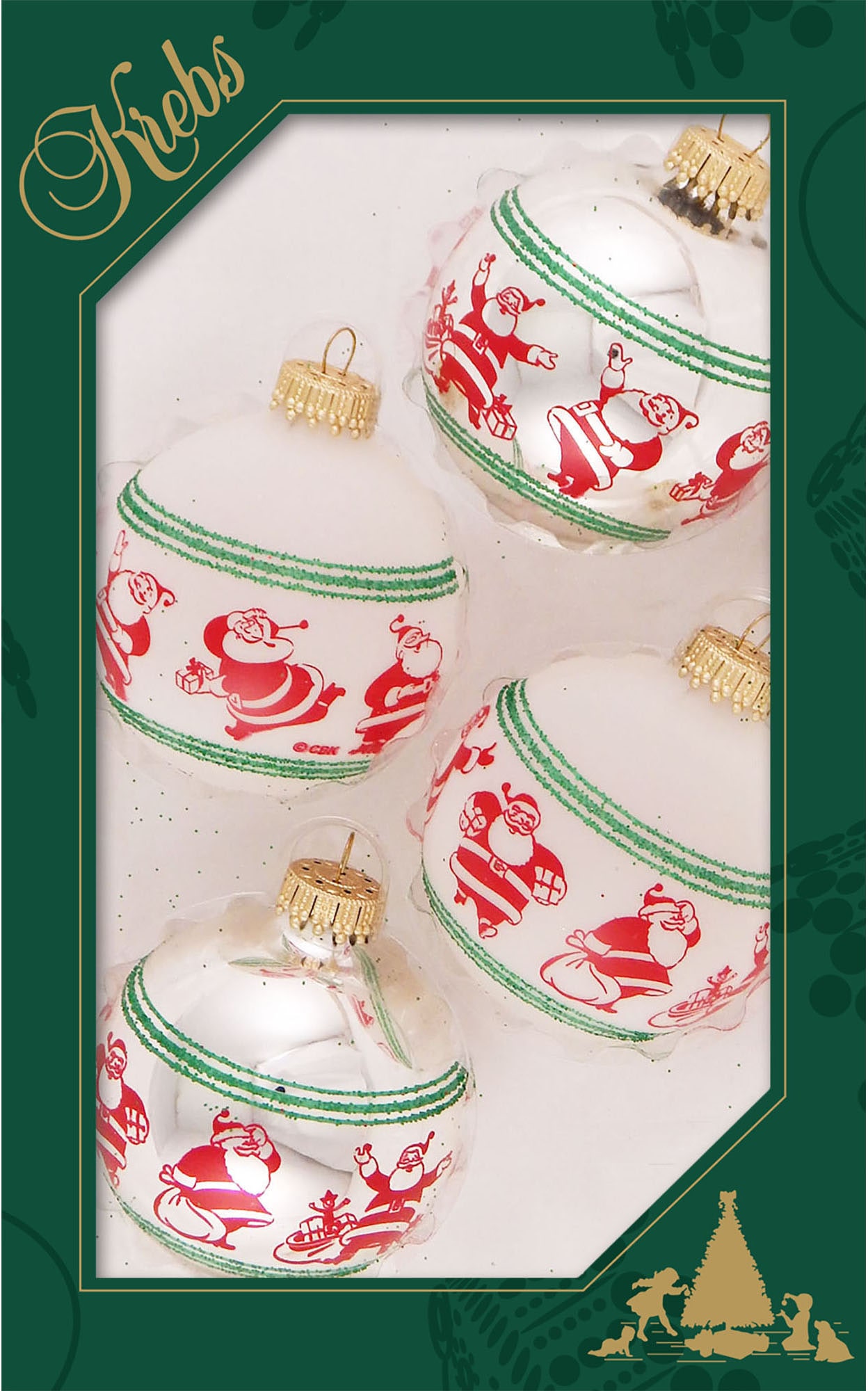 Krebs Glas Lauscha Weihnachtsbaumkugel bestellen fröhlichen 4 Christbaumkugeln Christbaumschmuck, mit UNIVERSAL Weihnachtsdeko, Glas«, | (Set, »CBK74334, Weihnachtsmännern St.)