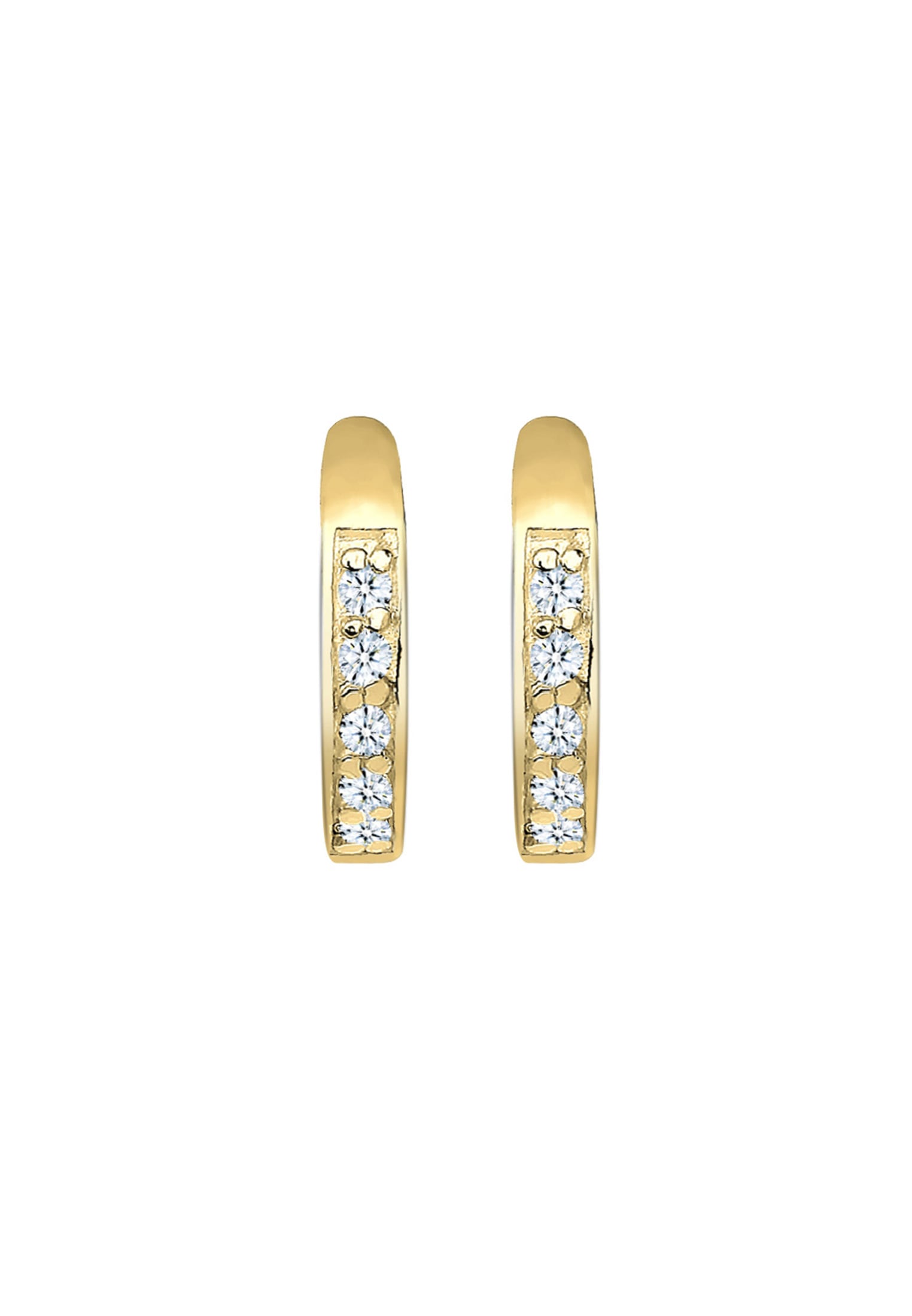 Elli DIAMONDS Paar Creolen »Ohrringe Creolen Diamant Weiß Brillantschliff (0.05 ct) 375 Gelbgold«