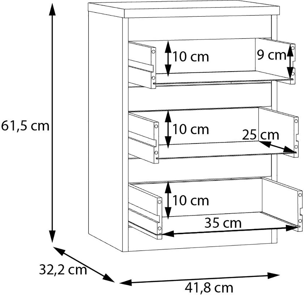 FORTE Kommode »Edmore« Kommode, Boxspringbett, Stauraum,