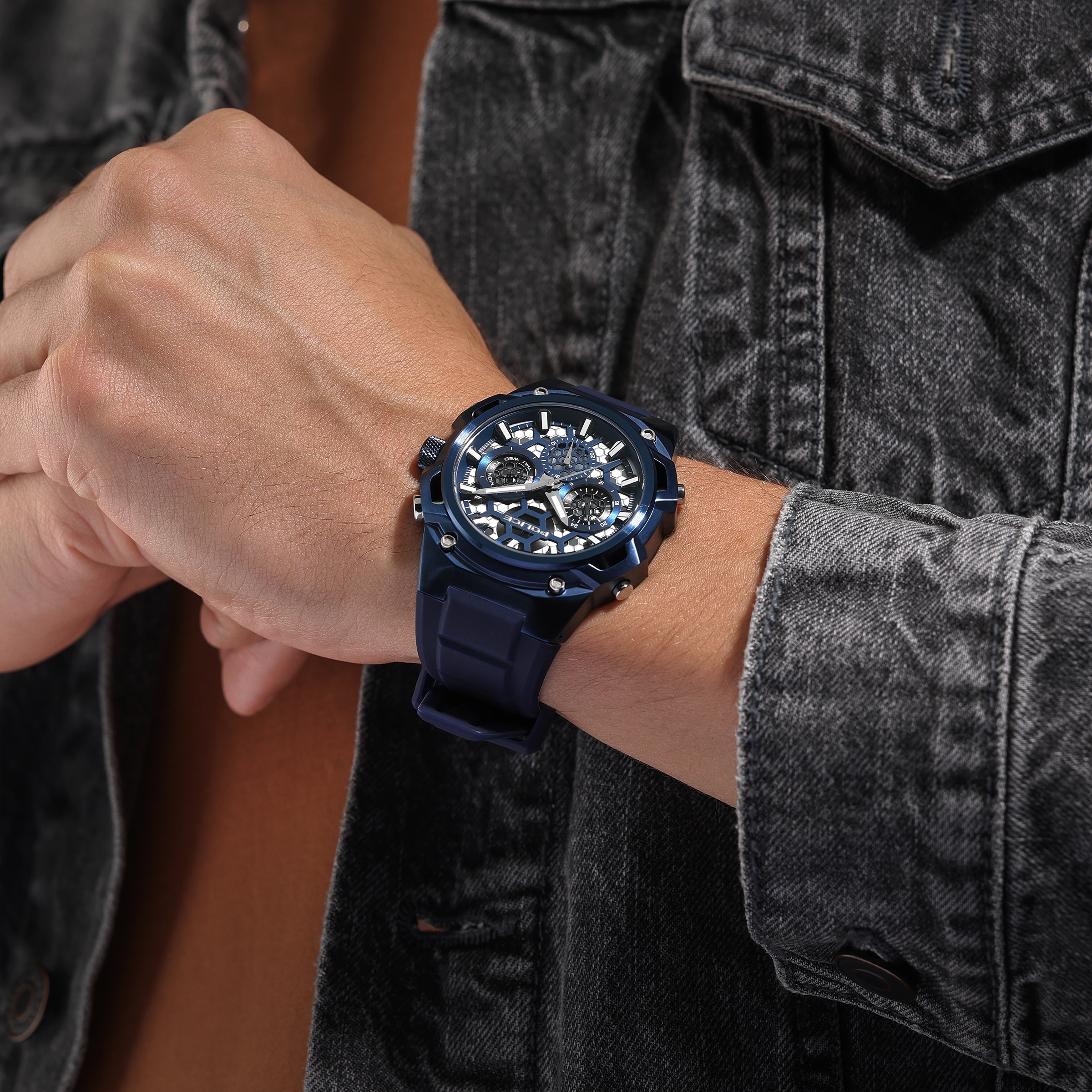 Police Quarzuhr »Challenger« Armbanduhr, Herrenuhr, Silikonarmband, analog, Tag, Wochentag