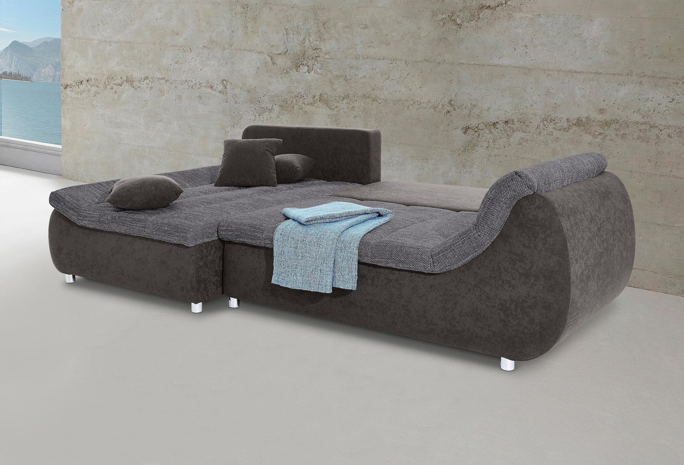 INOSIGN Ecksofa »Imola elegant und bequem, aktuelle Steppung im Sitz, L-Form«, wahlweise mit Bettfunktion, OTTOs Choice
