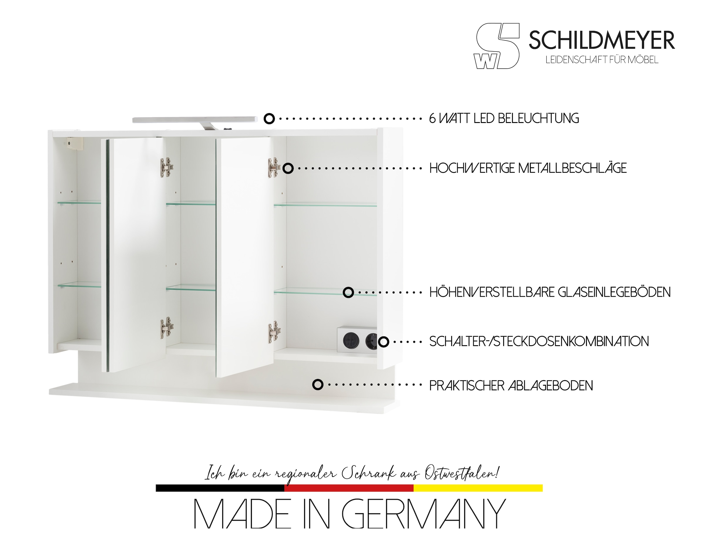 INOSIGN Spiegelschrank »List made in Germany«, Breite 93,5 cm