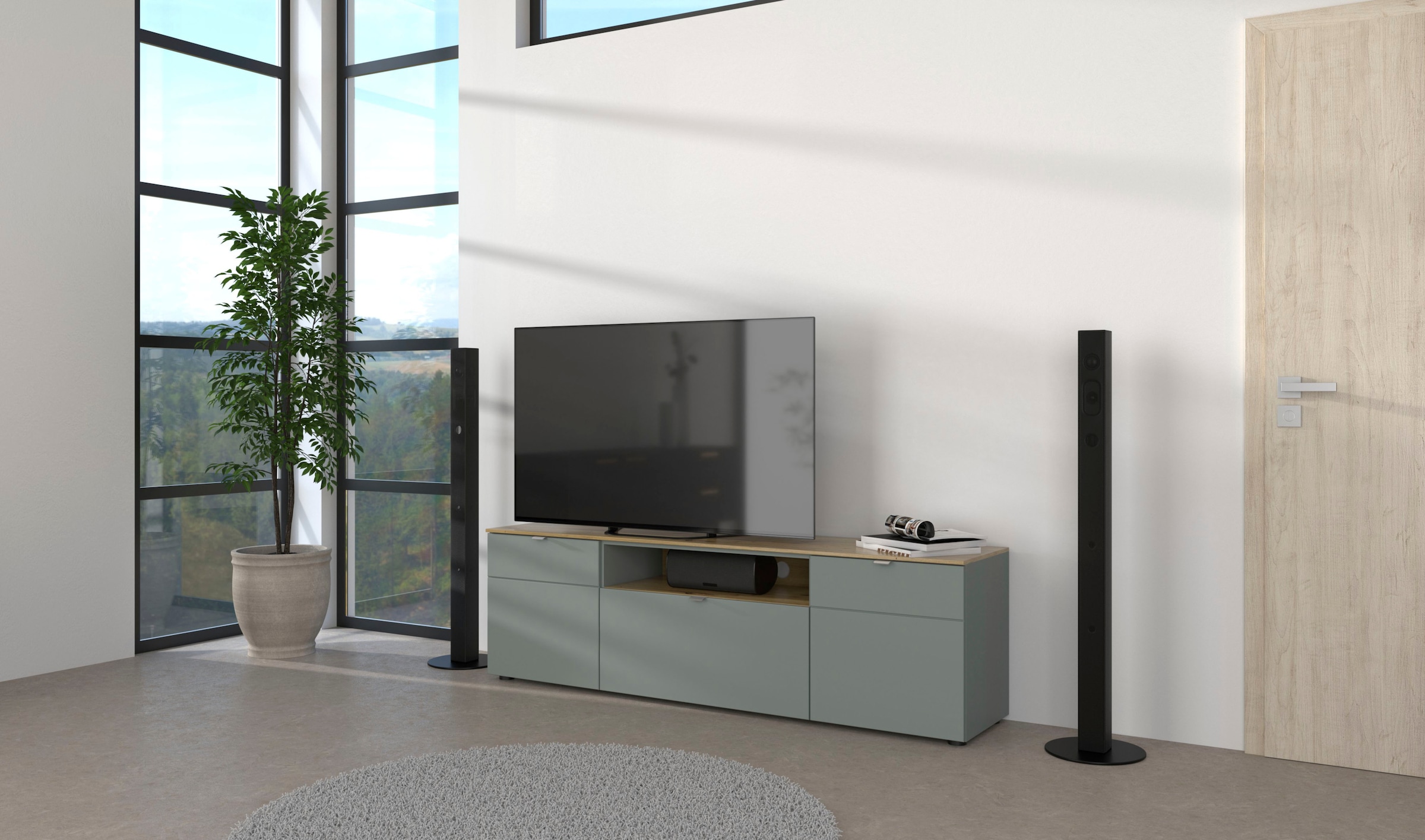 Innostyle Kommode »BARI Kommode, BxHxT 180x55x41 cm« 1 Stk. tlg. 2 türig, 1 Schublade, 1 offenes Fach, Fuß-Set bestellbar, Soft-Close