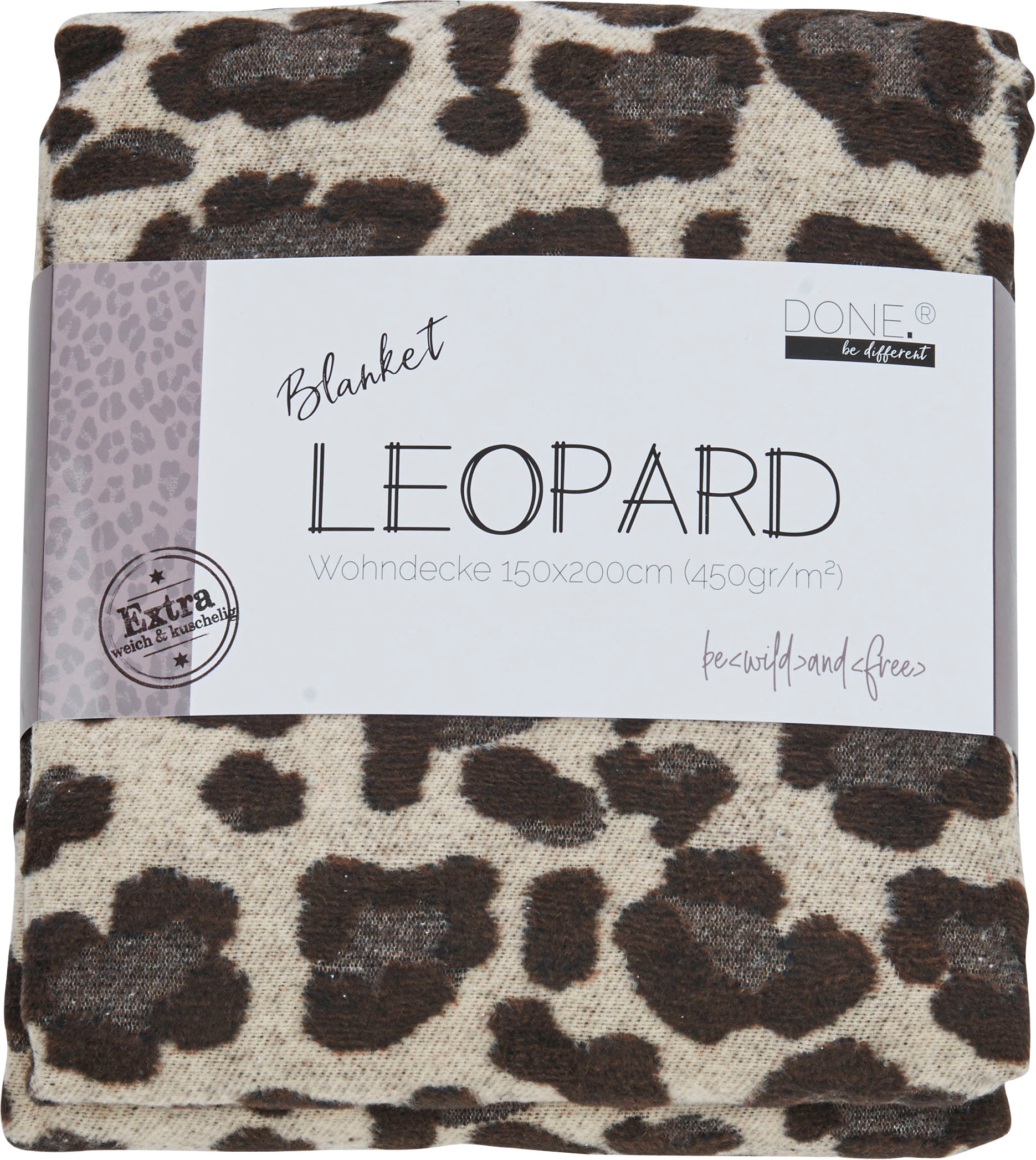 done.® Wohndecke »Leopard«, Wohndecke mit einfassender Ziernaht im Leo-Look,  Kuscheldecke online kaufen