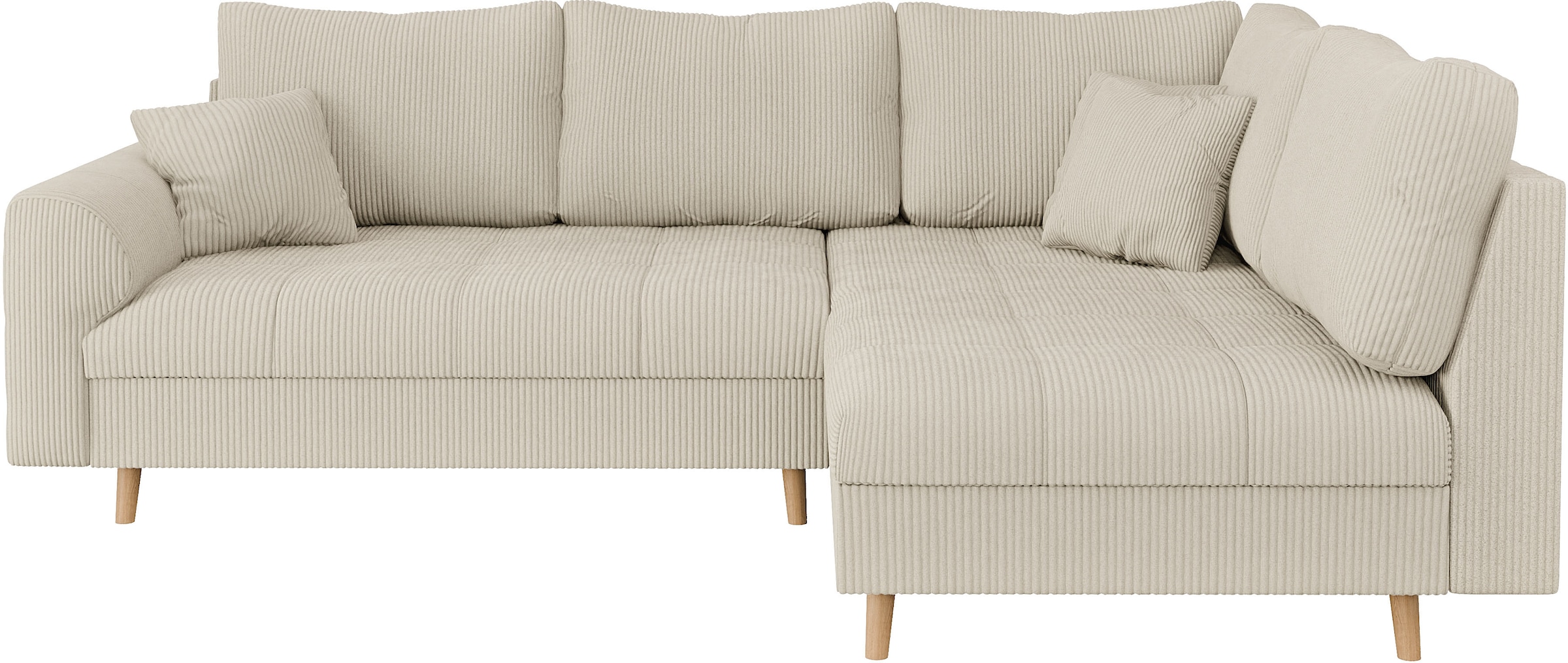Home affaire Ecksofa »CHARRE L-Form mit Ottomane, Maße B/T/H: 231/161/81 cm«, feine Steppung, lose Rücken- und Zierkissen, auch in Cord und Bouclé