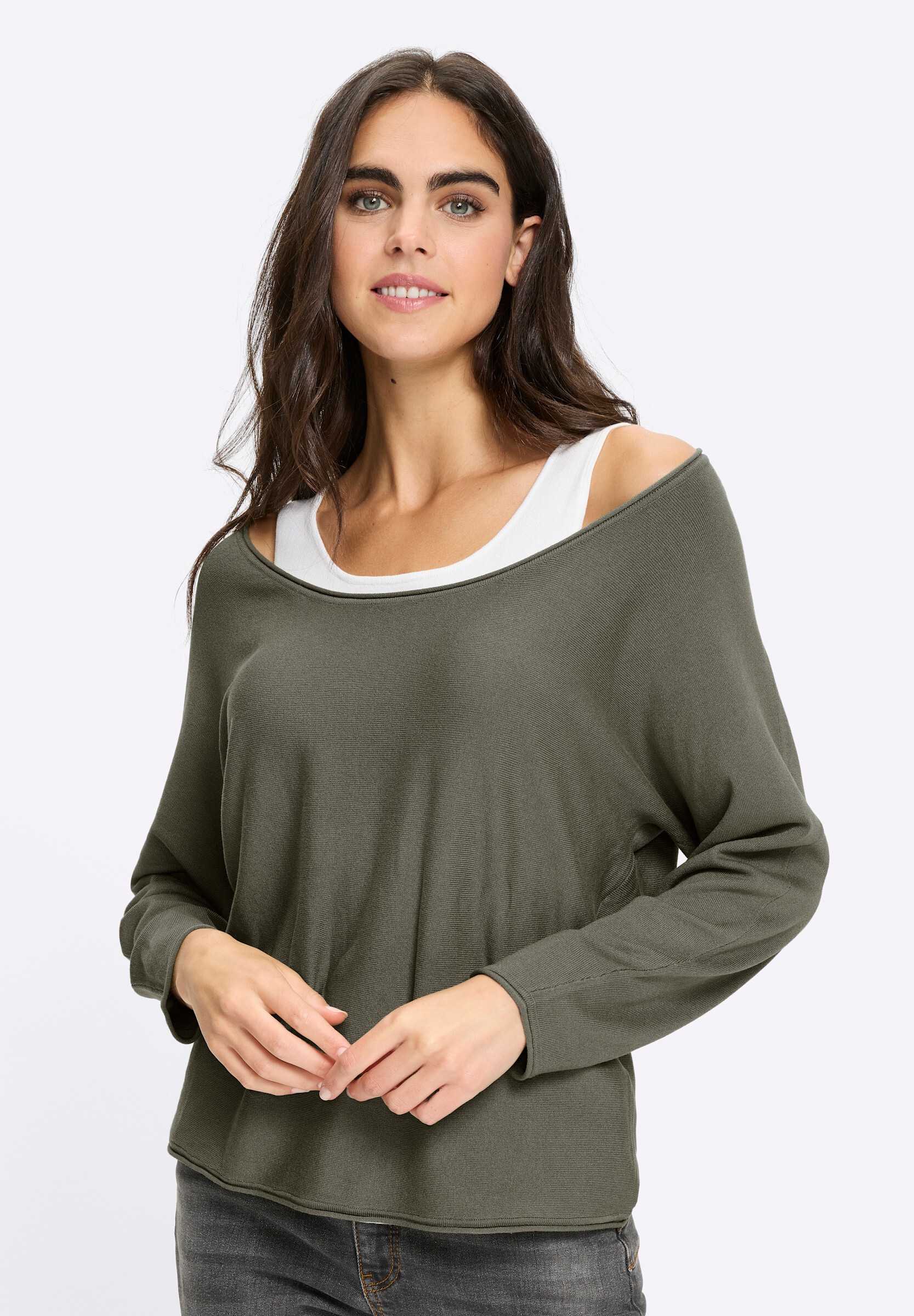 heine Longpullover »2-in-1-Pullover 2-in-1-Pullover mit Fledermausärmeln.«