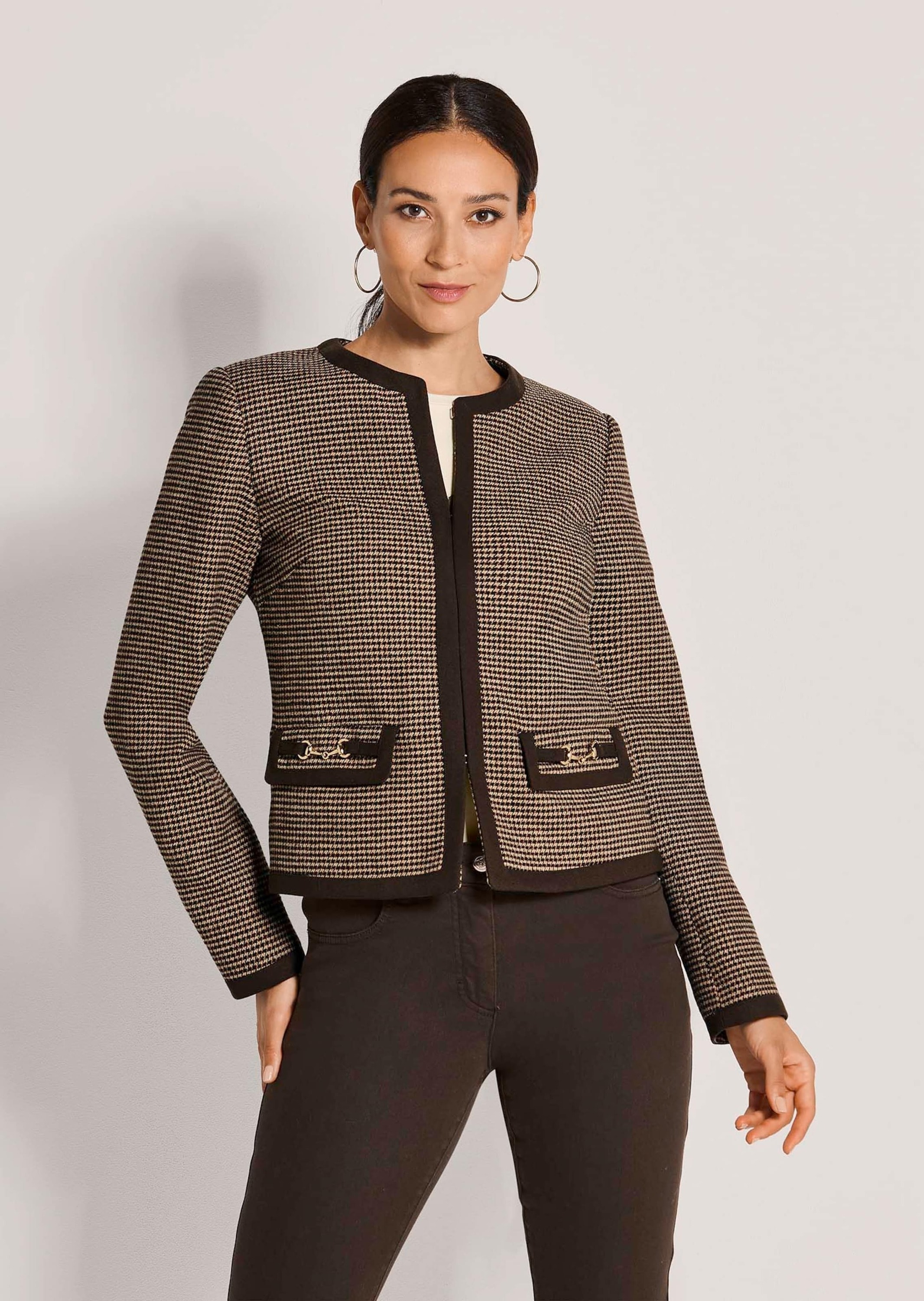 MADELEINE Jackenblazer »Blazer Kragenloser Pepita-Blazer«