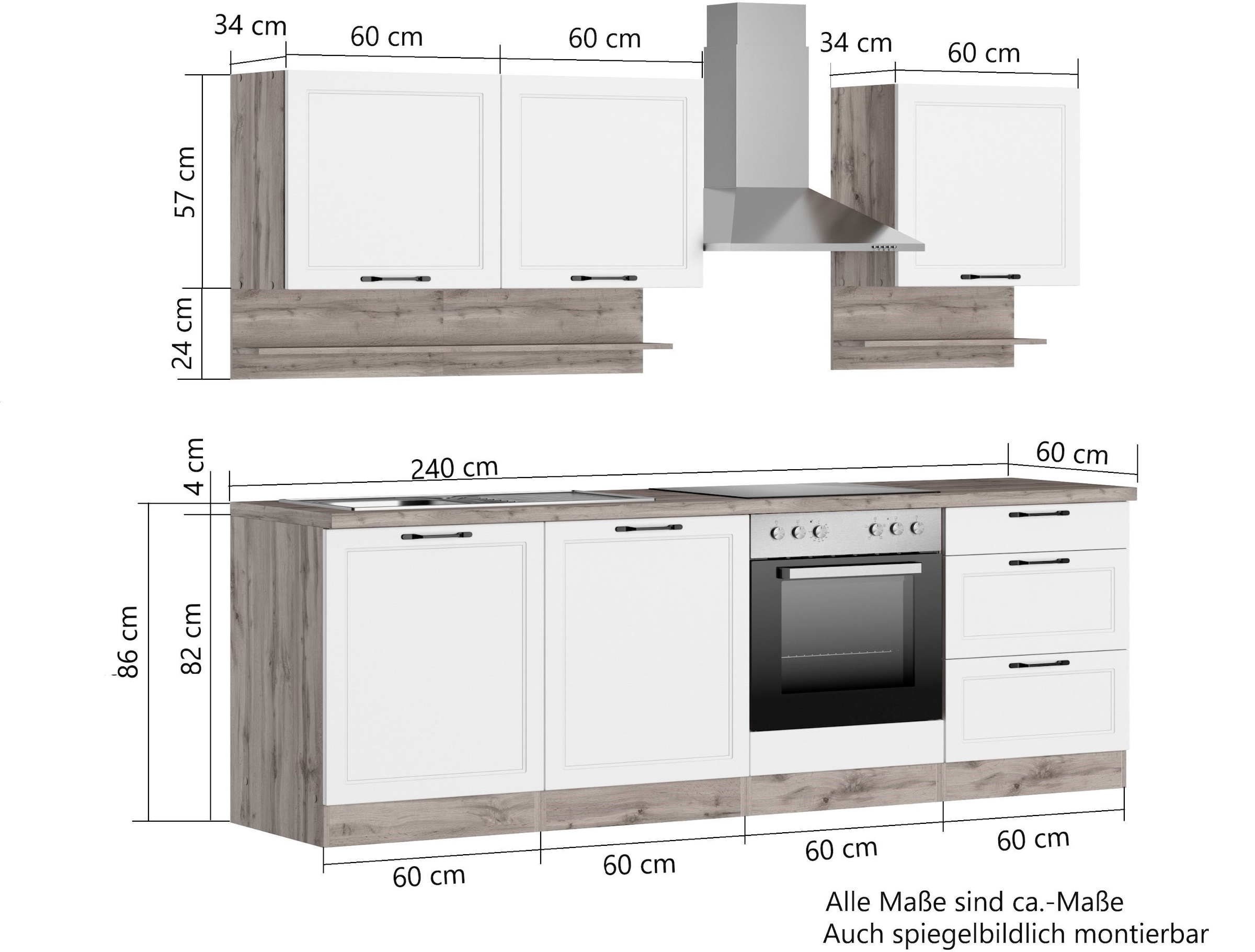 HELD MÖBEL Küche »Lana«, 240 cm breit, wahlweise mit oder ohne E-Geräte  bequem kaufen