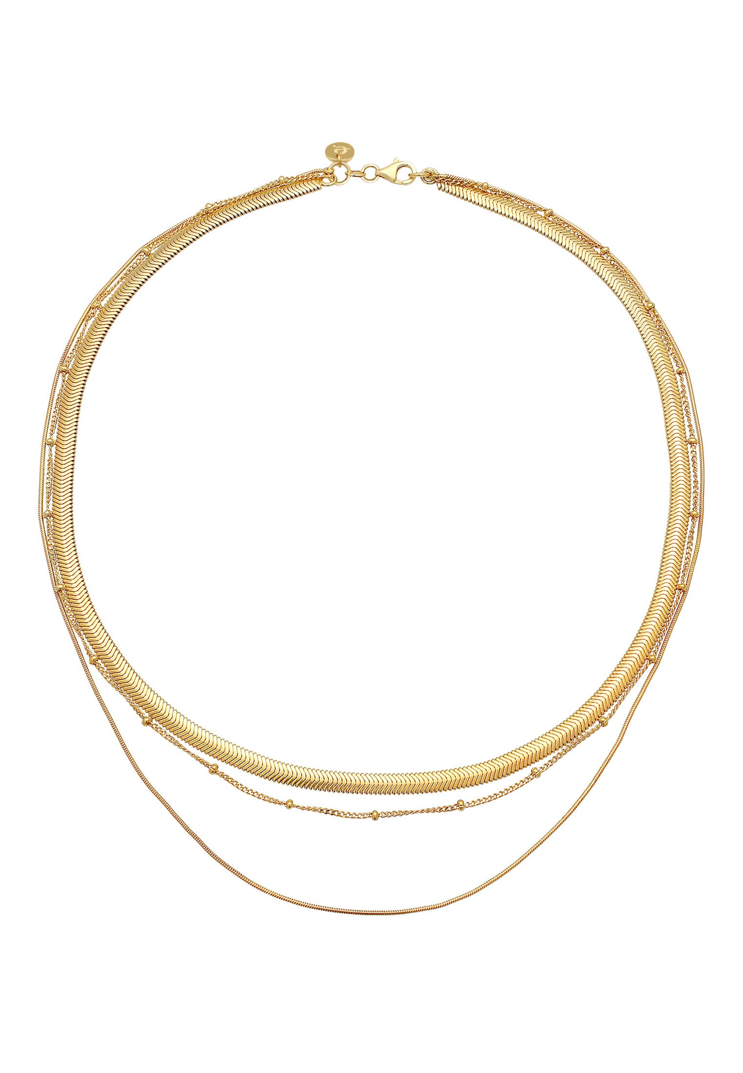 Elli Premium Silberkette »Halskette Halskette Layer 3-reihig Flach Rund Kugelkette 925 Sterling Silber«