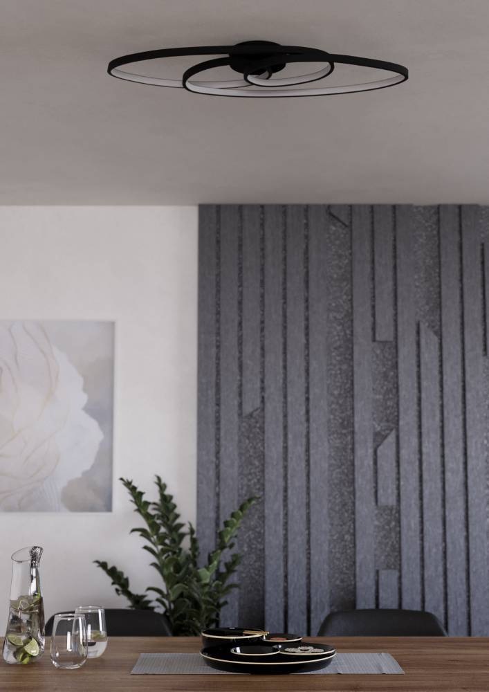 EGLO Deckenleuchte »GIANELLA Deckenlampe, Alu, Stahl und Kunststoff, IP20, Wohnzimmerlampe« LED-Modul 1 Stk. Warmweiß Wand-/Deckenleuchte, L88 x B30 x H8 cm, schwarz, 38W inkl.